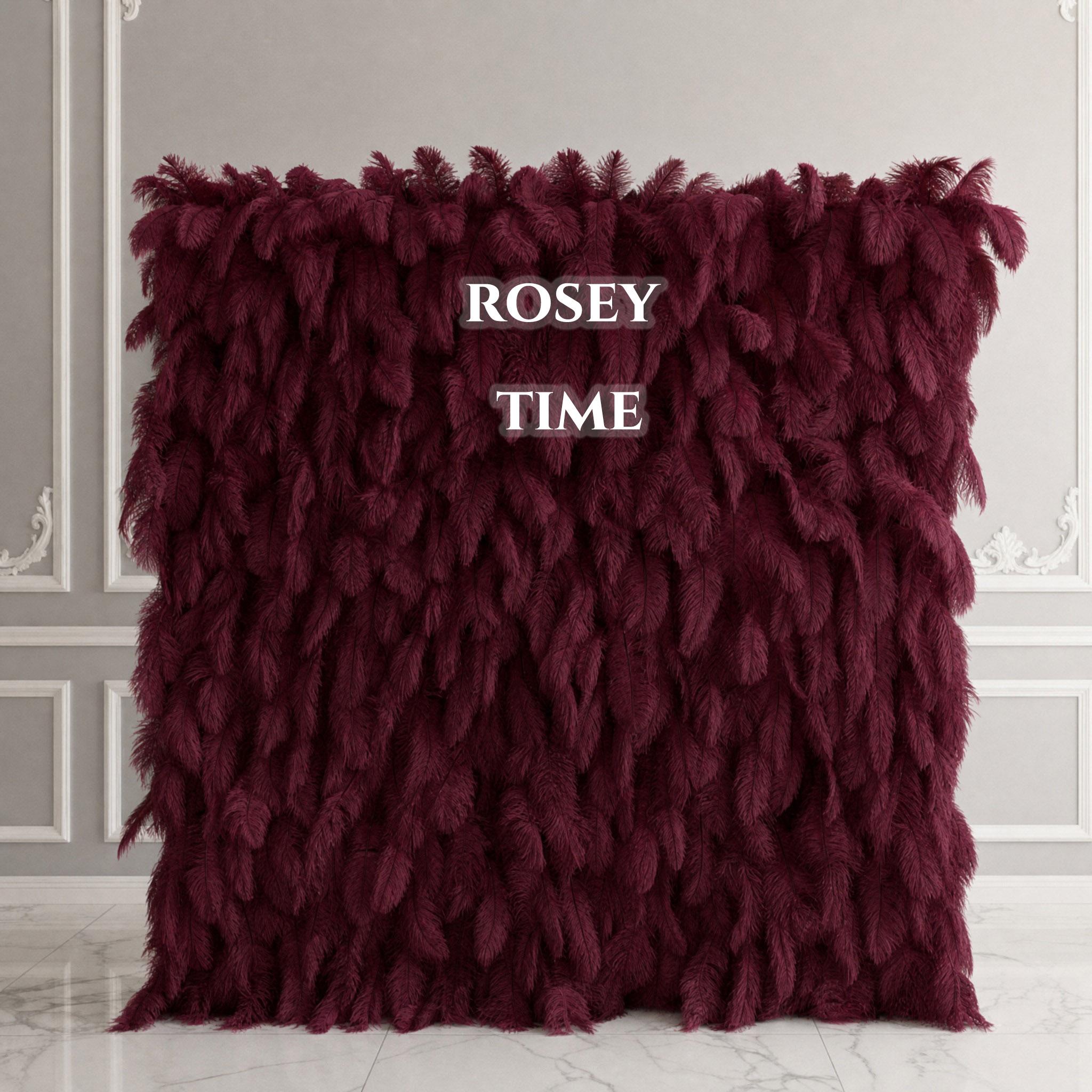 Roseytime 5D Burgundy Feather Wall Roll Up Fabric Back #RTW198