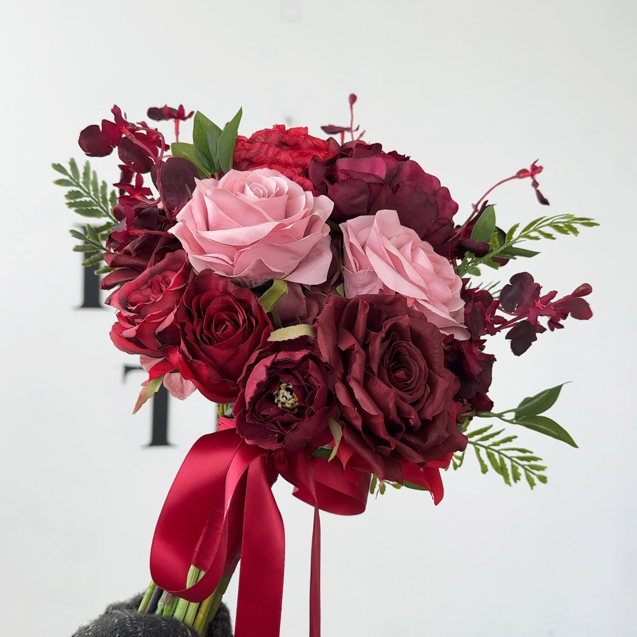 Roseytime Bride/Bridesmaid Bouquet in Burgundy Flowers #RTBQ049