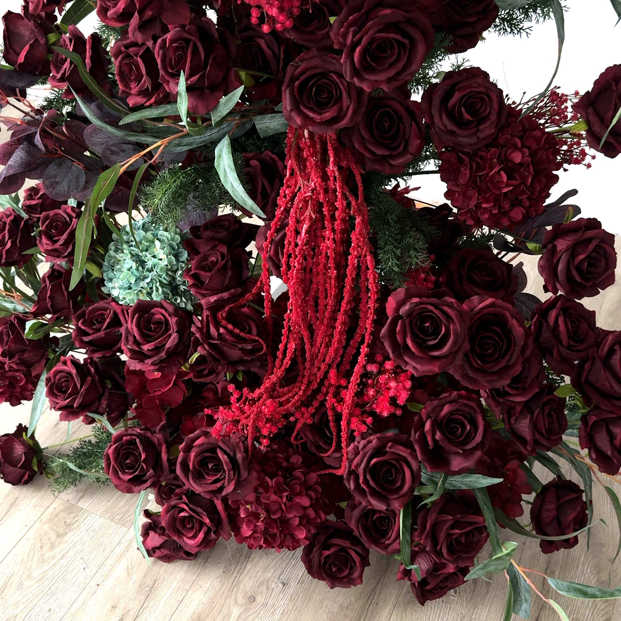 Roseytime Crimson Bloom Flower Pillars Arch with Frame #RTP115