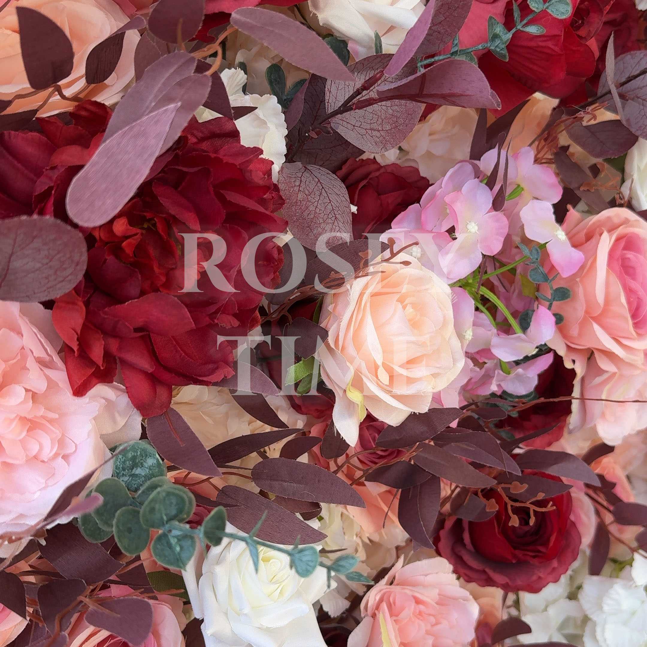 Roseytime 5D Red&Pink Flower Wall Roll Up Fabric Back #RTW264