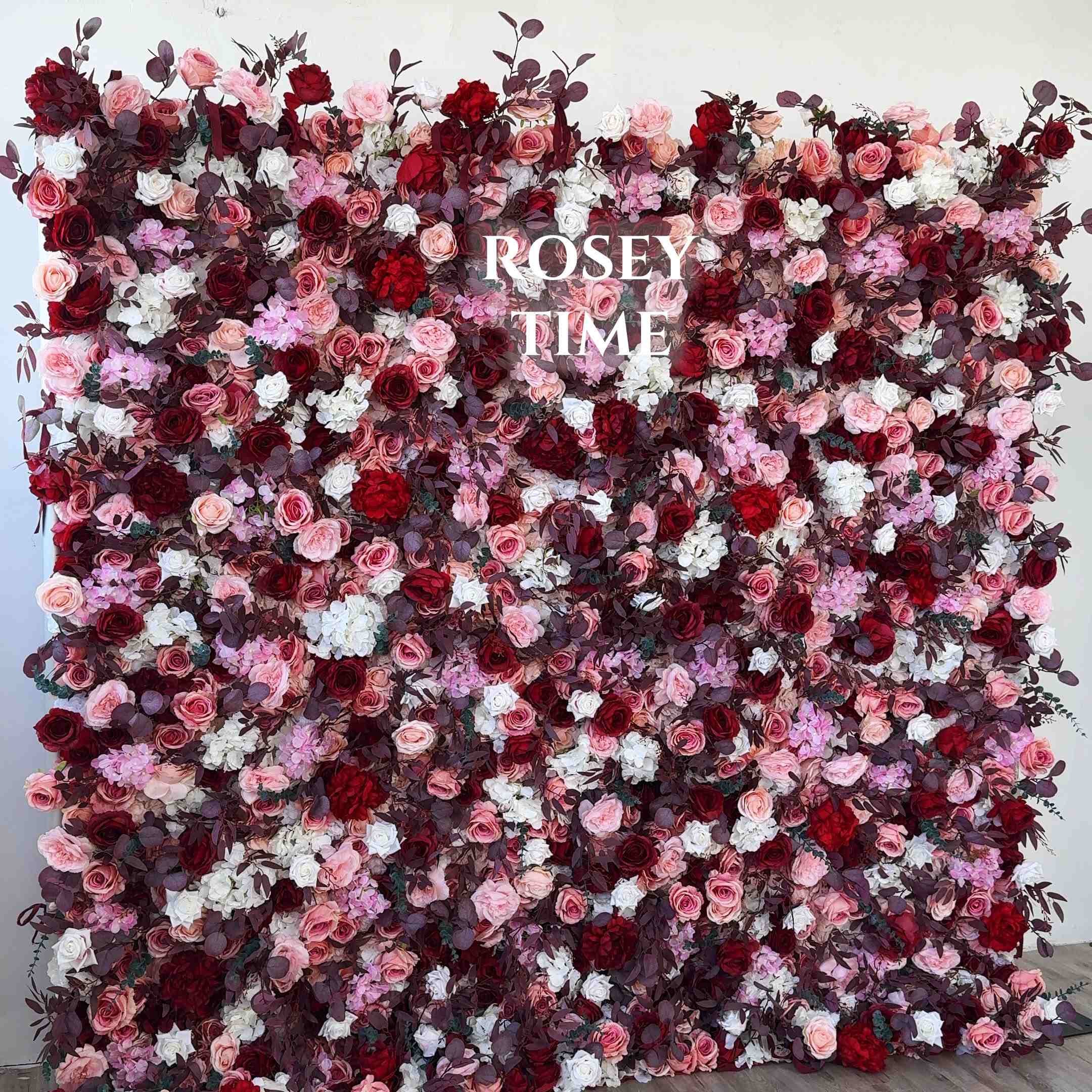 Roseytime 5D Red&Pink Flower Wall Roll Up Fabric Back #RTW264