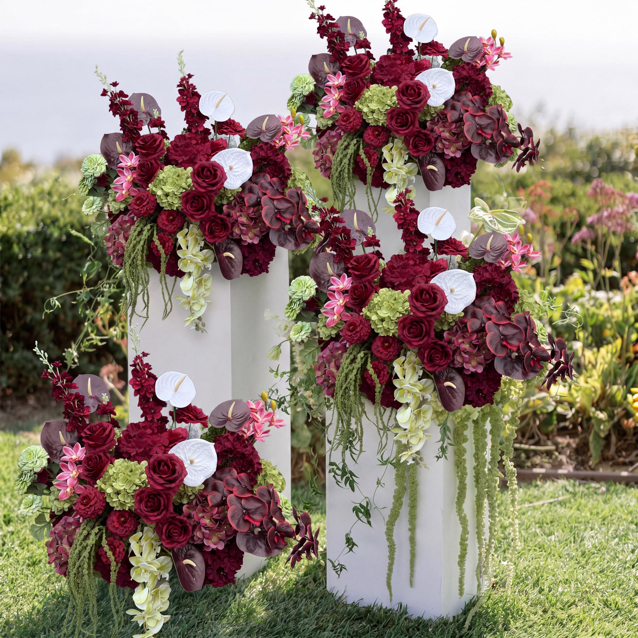 Roseytime Burgundy Mosscurl Flower Set #RTS021