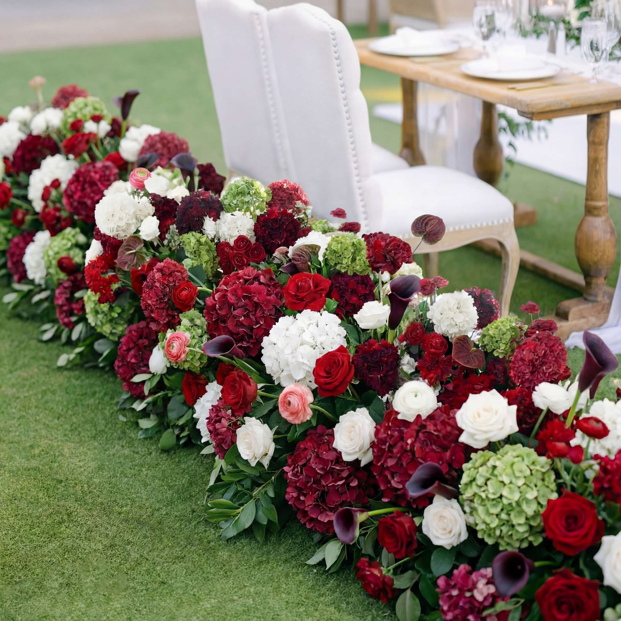 Roseytime Crimson Serenade Flower Runner Table Flower Decor#RTR096