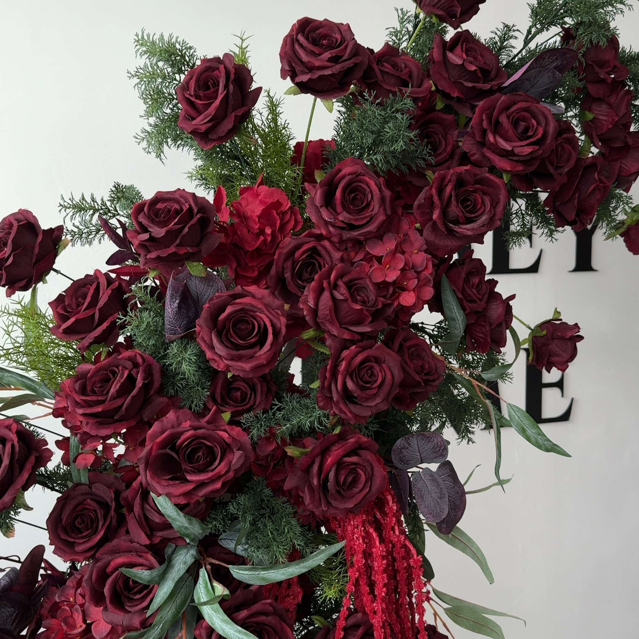 Roseytime Crimson Bloom Flower Pillars Arch with Frame #RTP115