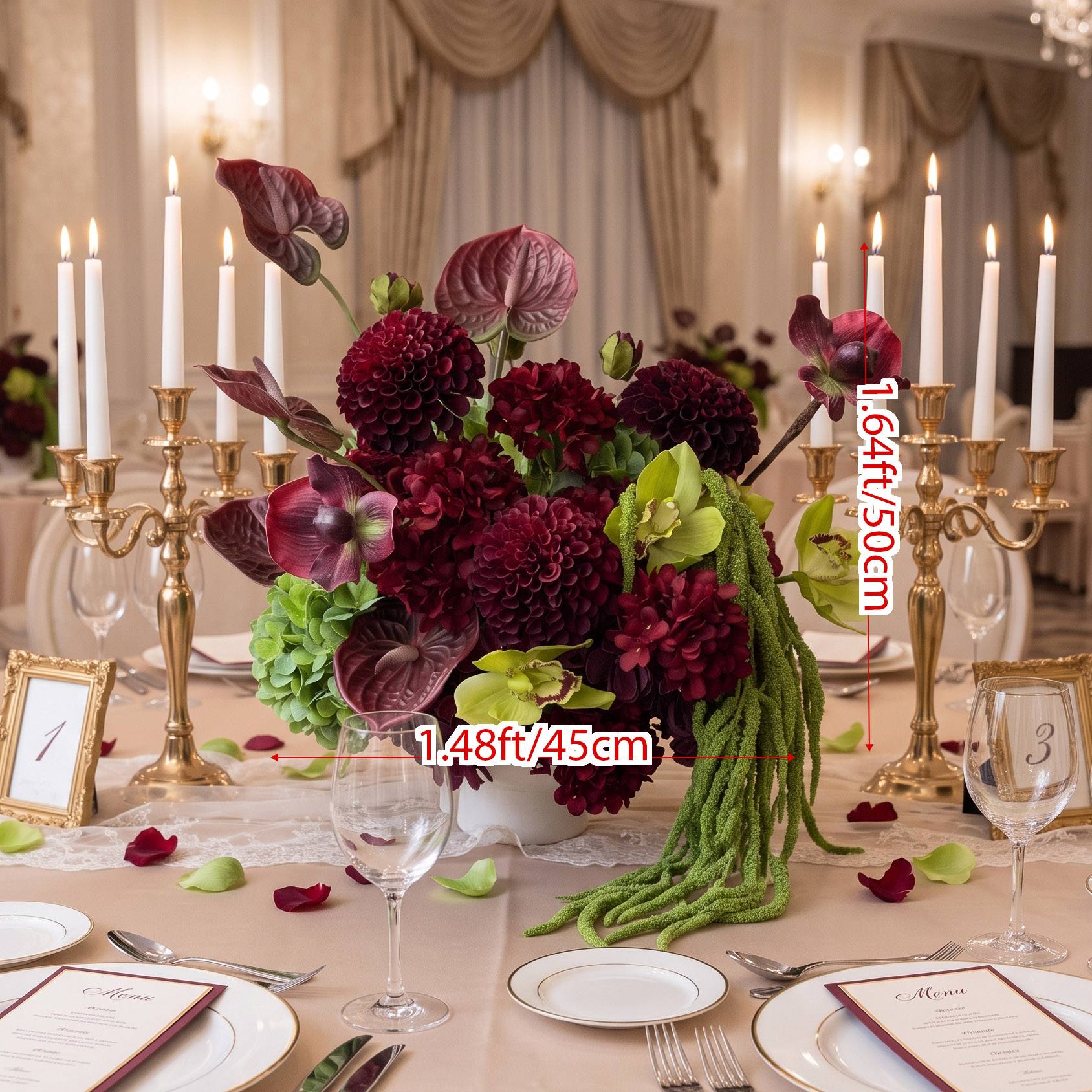 Roseytime Burgundy&Olive Table Flower Arrangement #RTT022