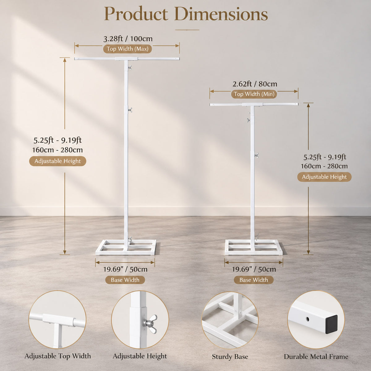 RoseyTime Adjustable Height Stand for Drapes（2pc）