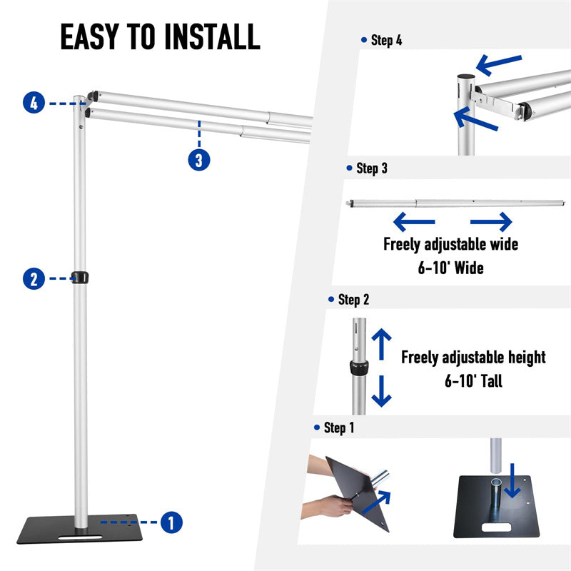 Roseytime Double Crossbar Max 10' Tall x Max 20' Wide Adjustable Pipe And Drape Stand