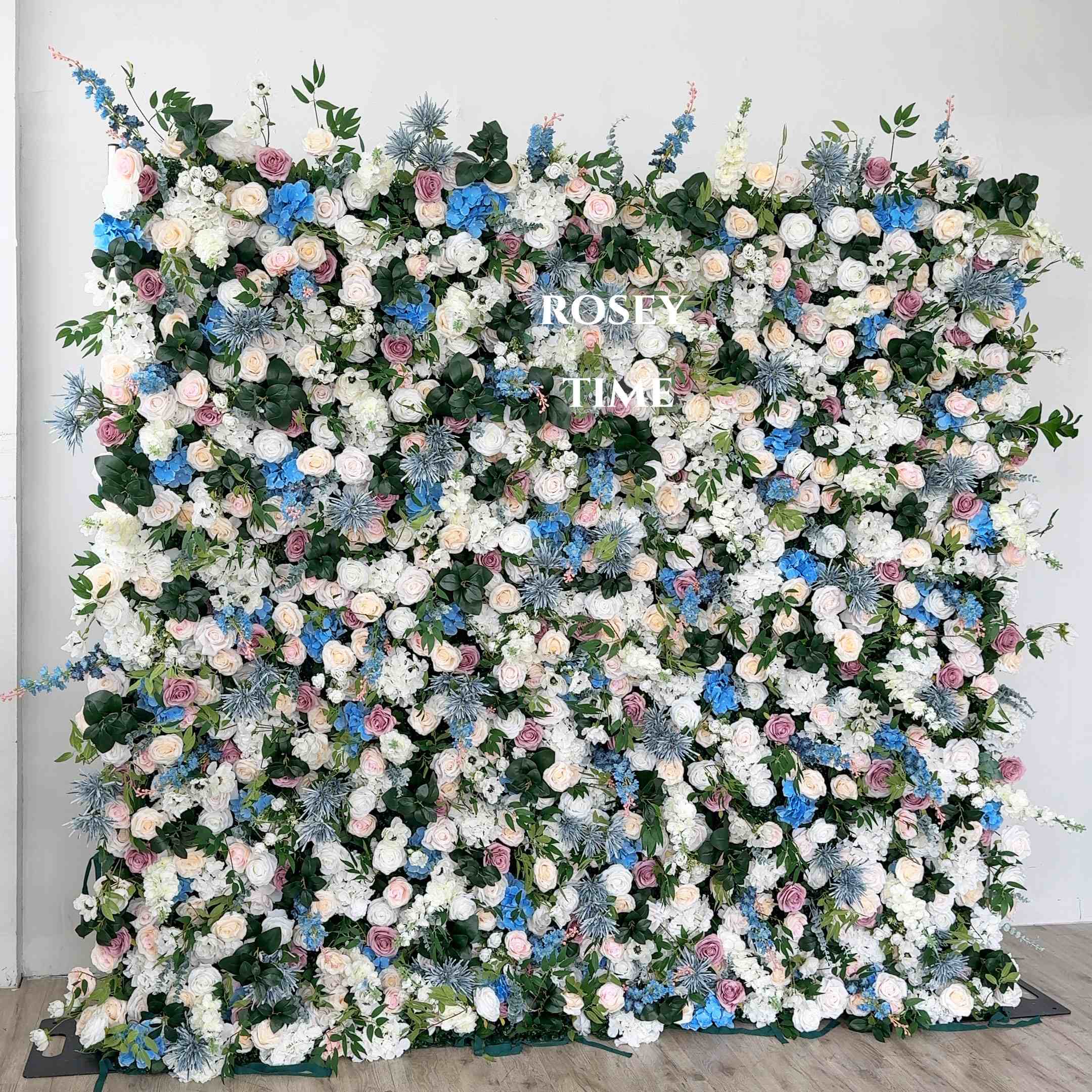 Roseytime 5D Blue&White Flower Wall Roll Up Fabric Back #RTW355