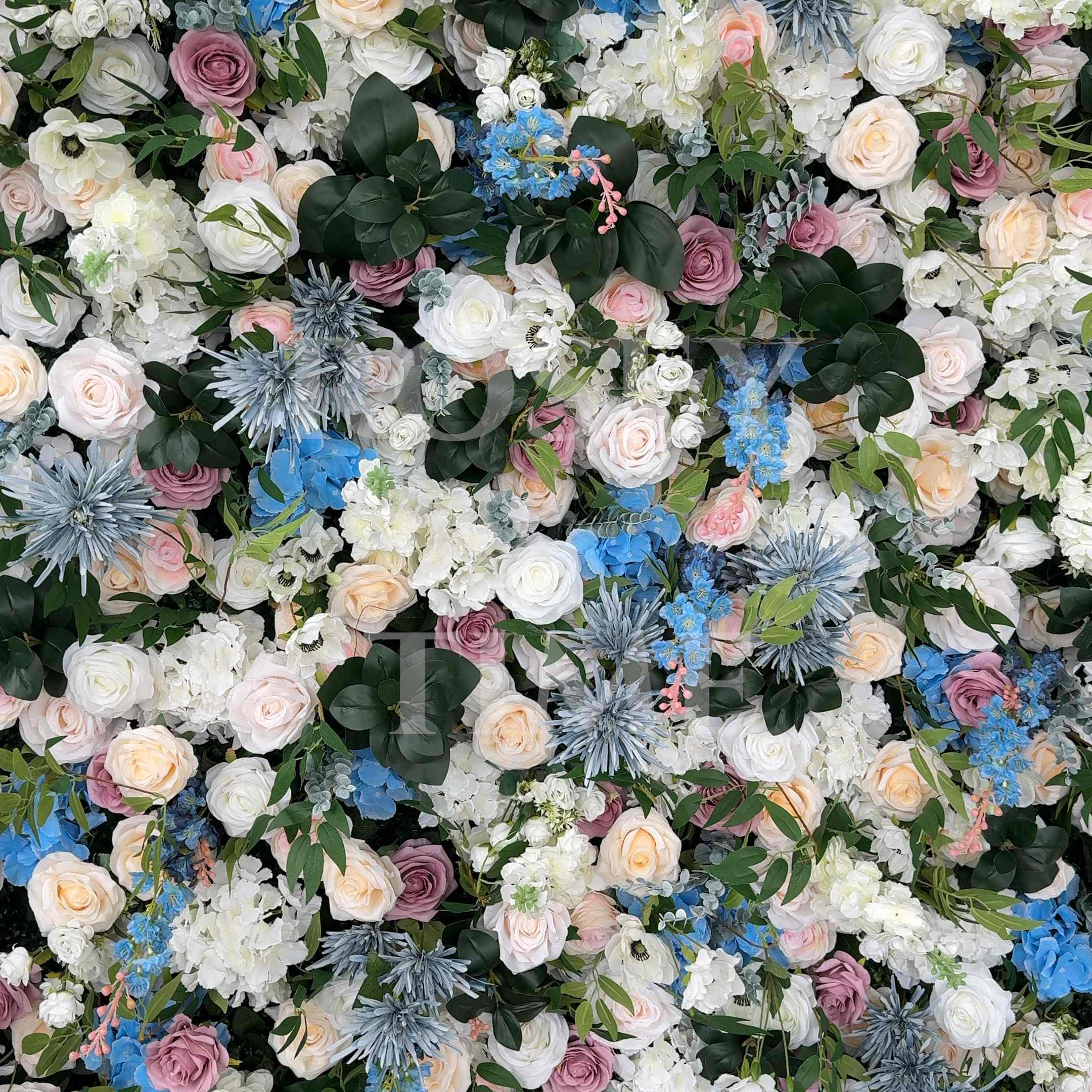 Roseytime 5D Blue&White Flower Wall Roll Up Fabric Back #RTW355
