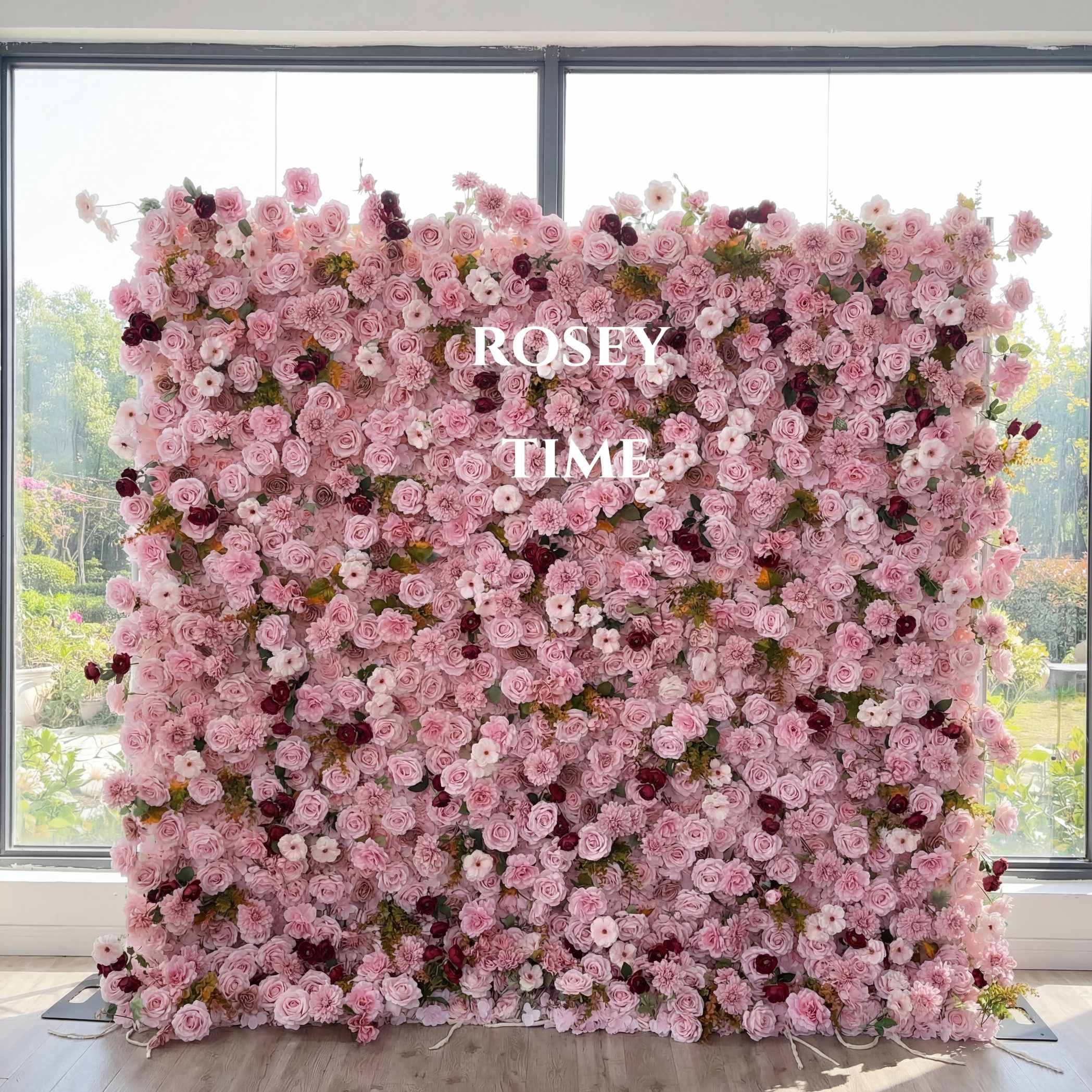 Roseytime 5D Dusty Rose Flower Wall Roll Up Fabric Back #RTW388