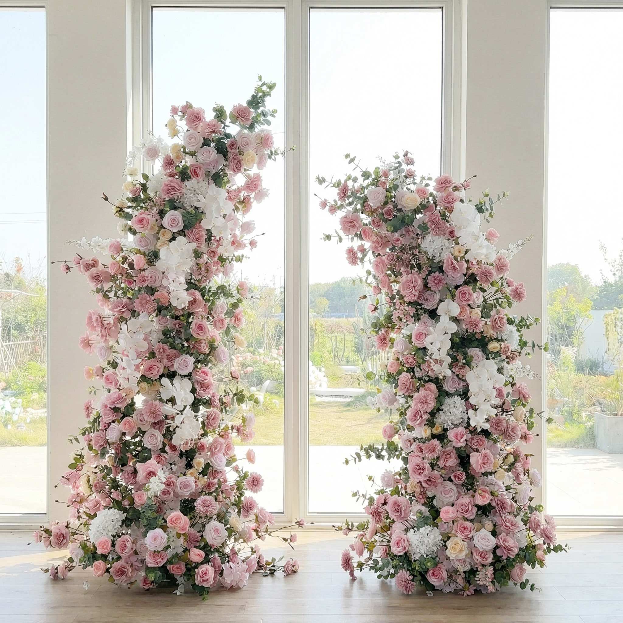 Roseytime Dusty Pink Flower Pillars Arch with Frame #RTP089