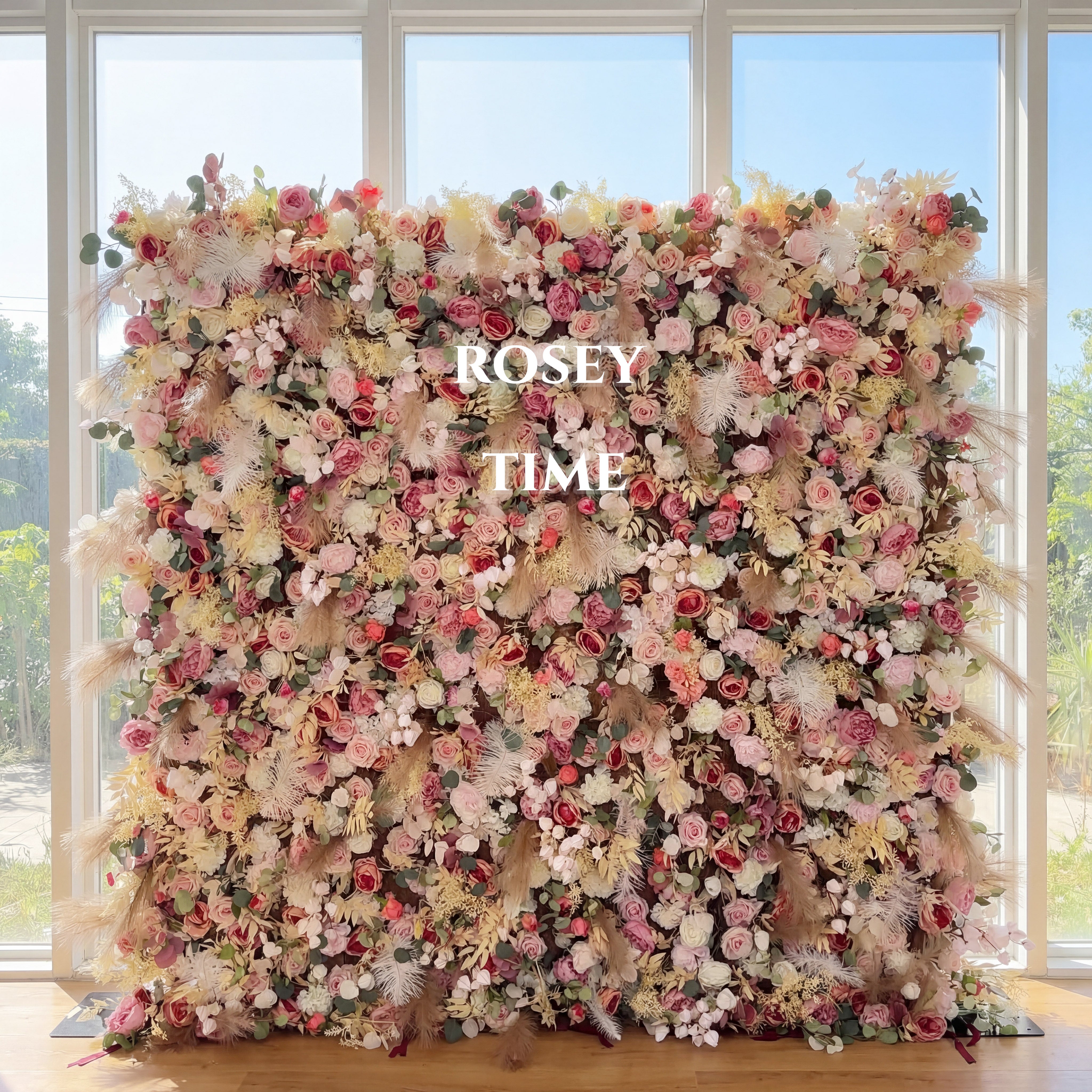 Roseytime 5D Dusty Rose&Tan Flower Wall Roll Up Fabric Back #RTW218