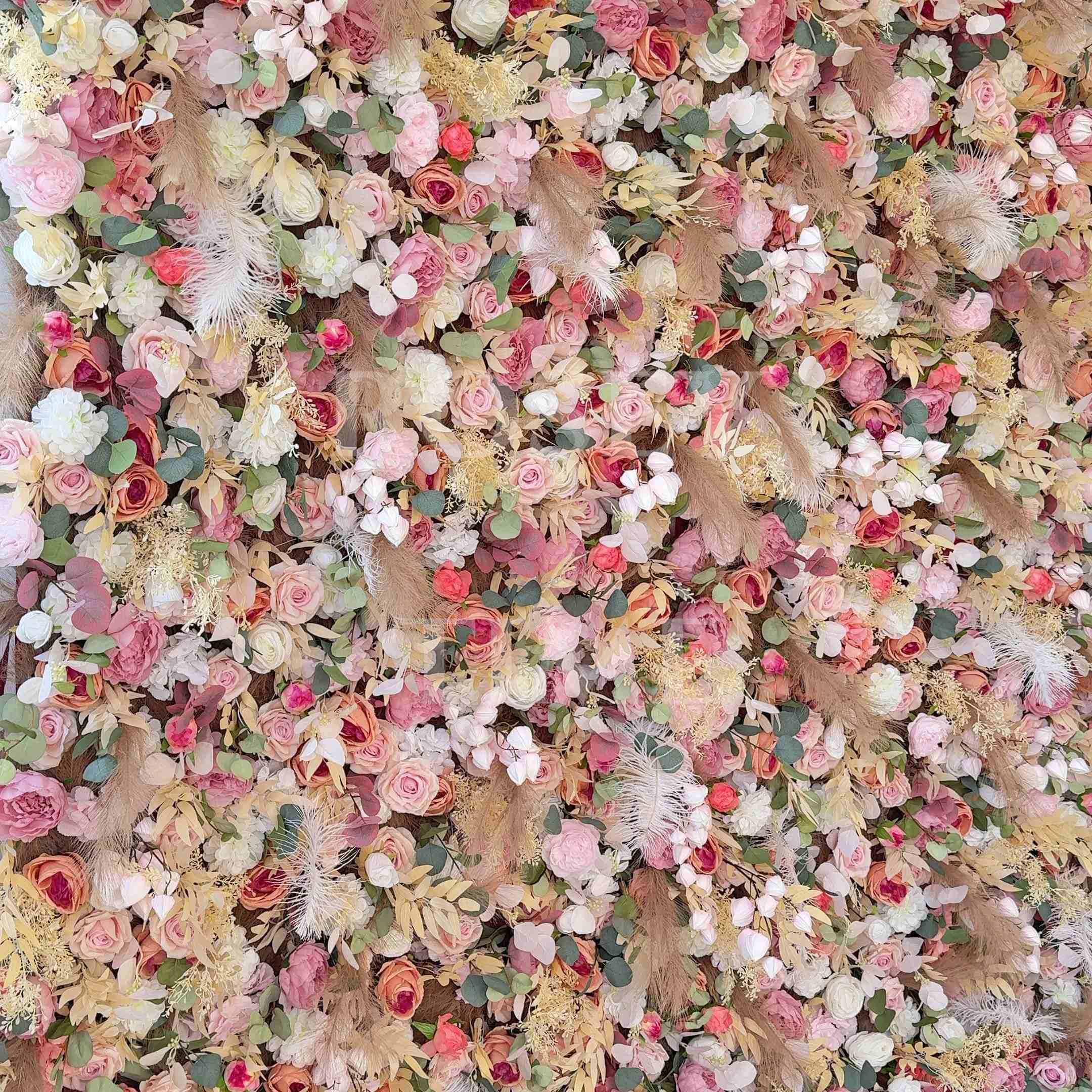 Roseytime 5D Dusty Rose&Tan Flower Wall Roll Up Fabric Back #RTW218