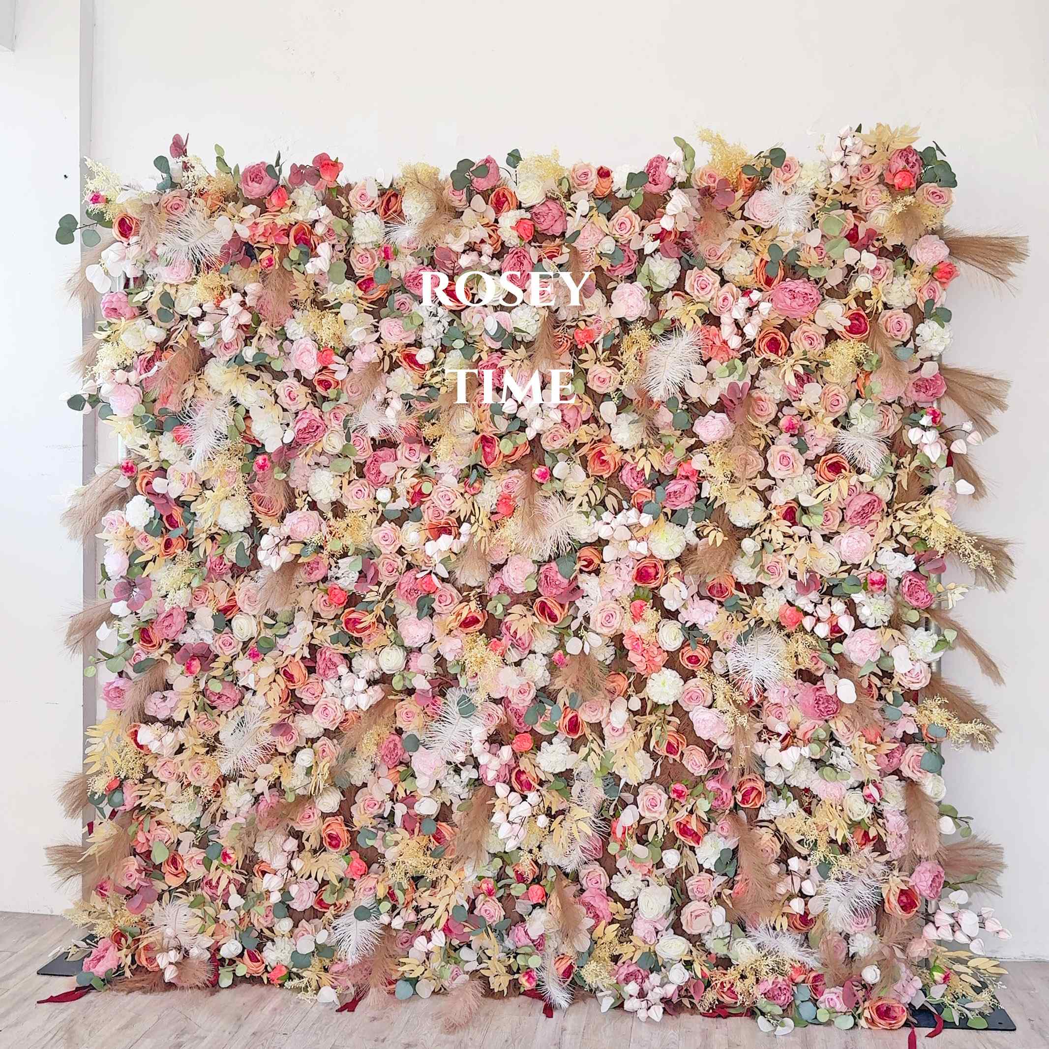 Roseytime 5D Dusty Rose&Tan Flower Wall Roll Up Fabric Back #RTW218