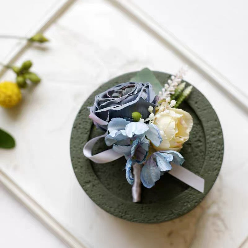 Roseytime Dusty Blue Boutonniere for Wedding RTBN032
