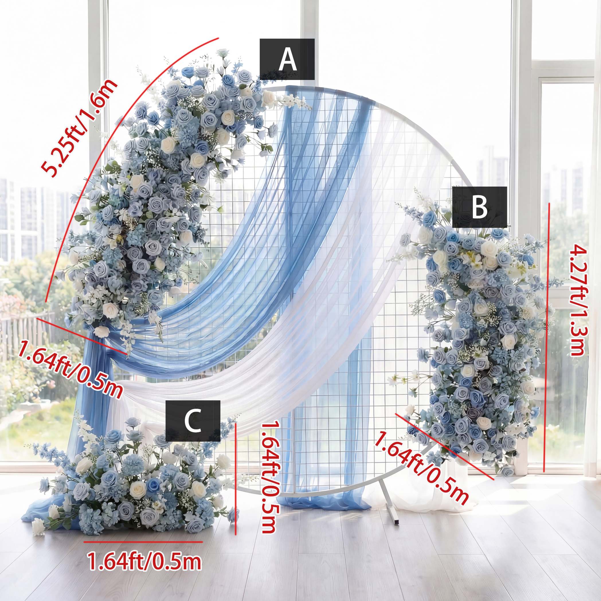 Roseytime Dusty Blue Flower Set Flower Arch Arrangement #RTA448