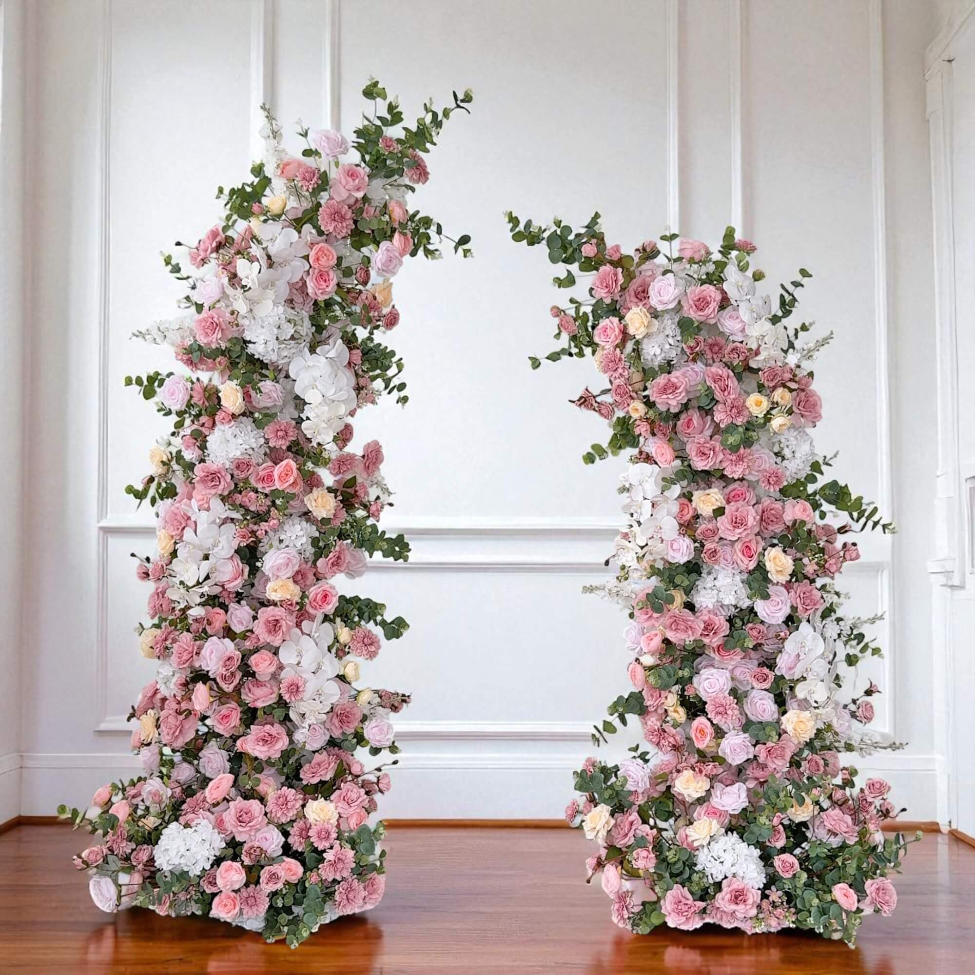 Roseytime Dusty Pink Flower Pillars Arch with Frame #RTP089