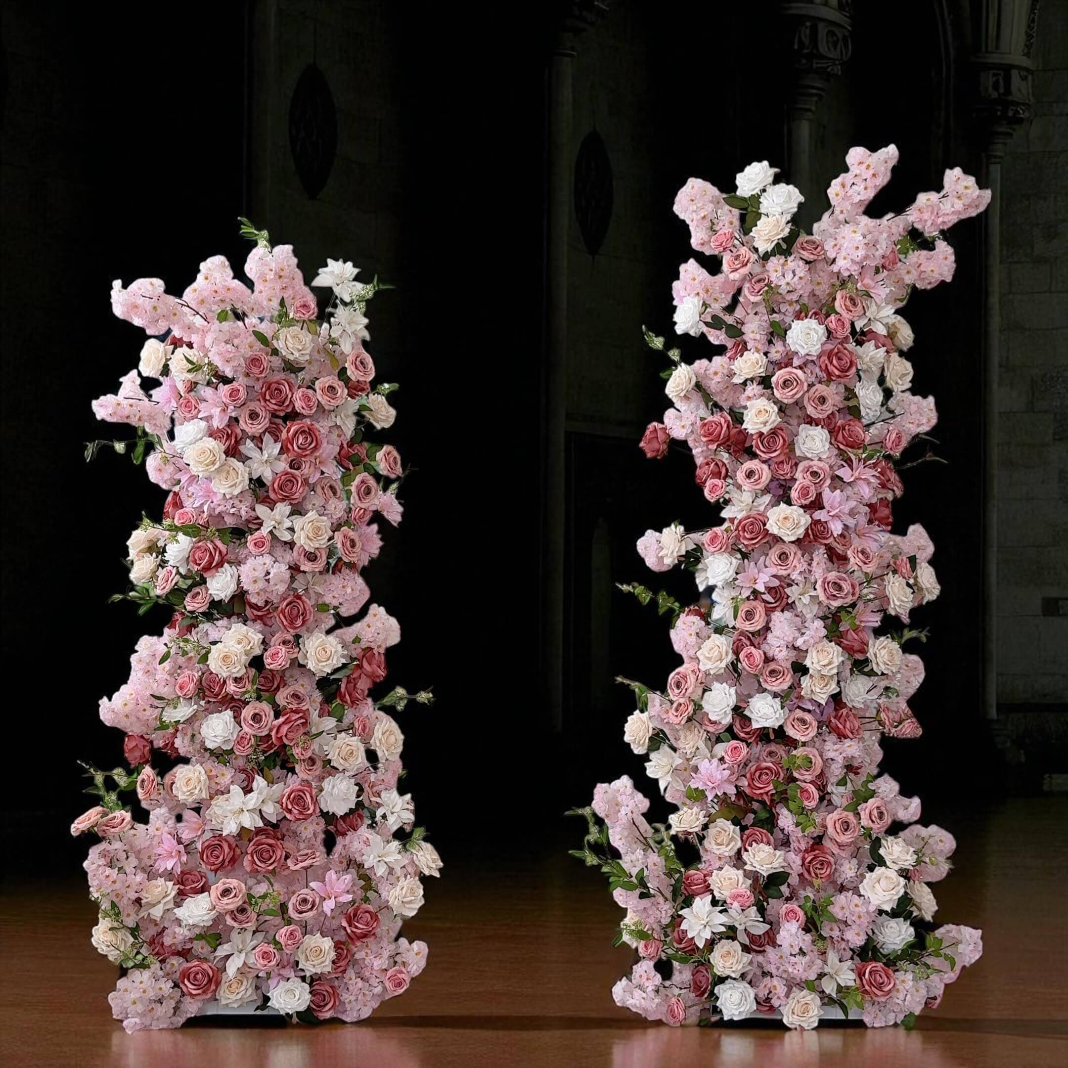 Roseytime Dusty Pink Flower Pillars Arch with Frame #RTP086