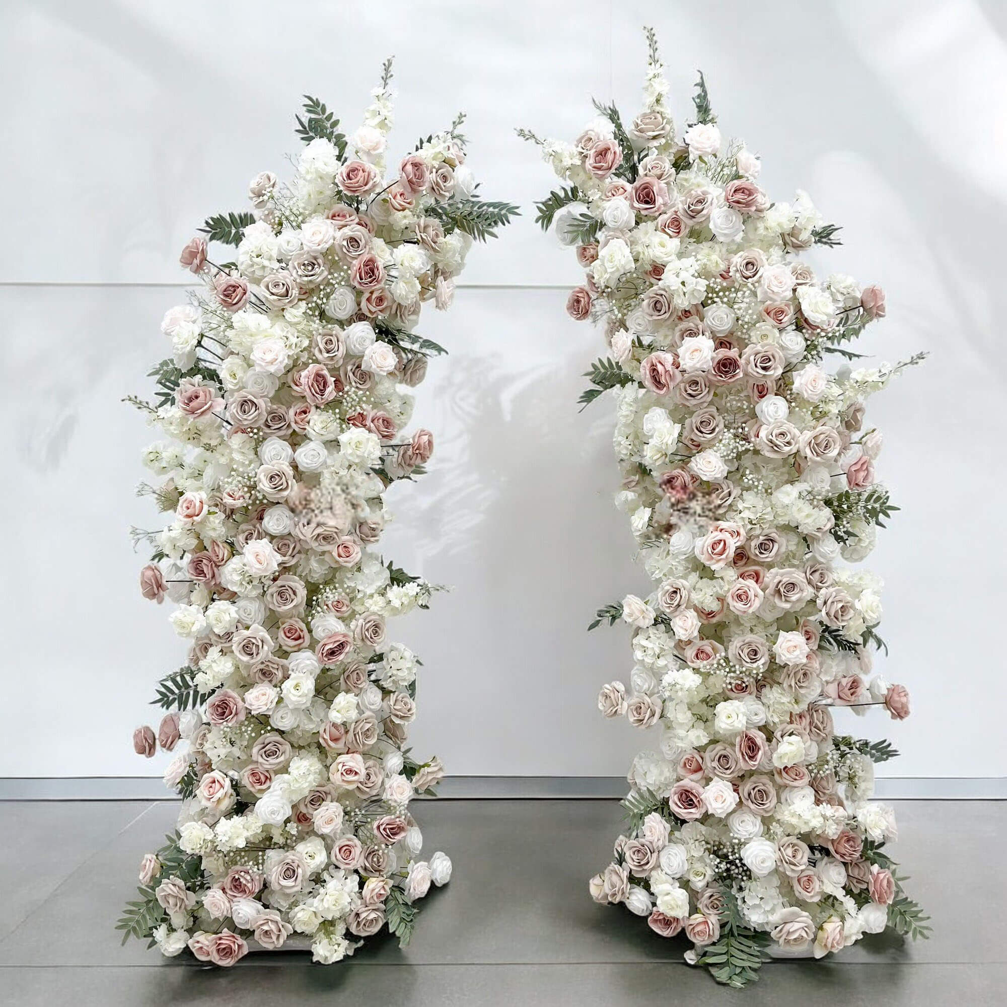 Roseytime Dusty Pink Flower Pillars Arch with Frame #RTP070