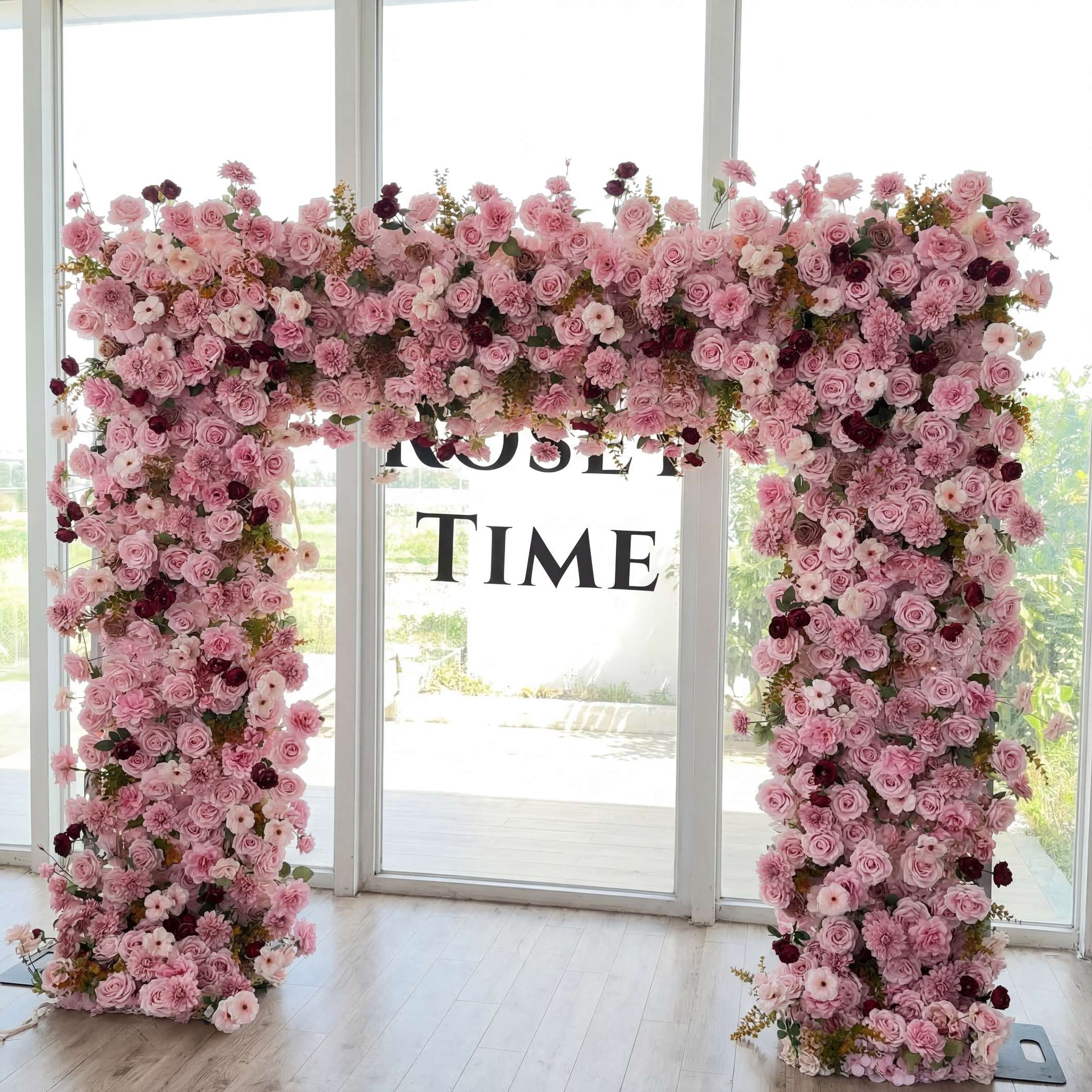 Roseytime Dusty Rose Square Flower Arch Fabric Back#RTA419