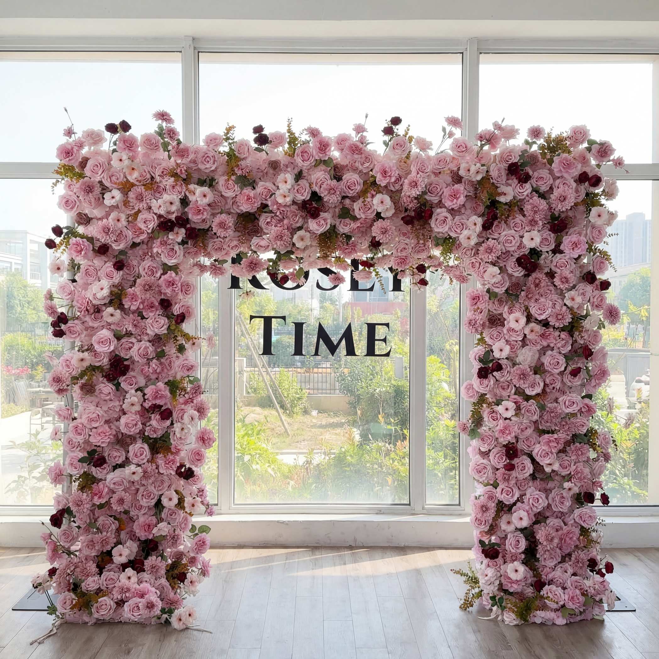 Roseytime Dusty Rose Square Flower Arch Fabric Back#RTA419