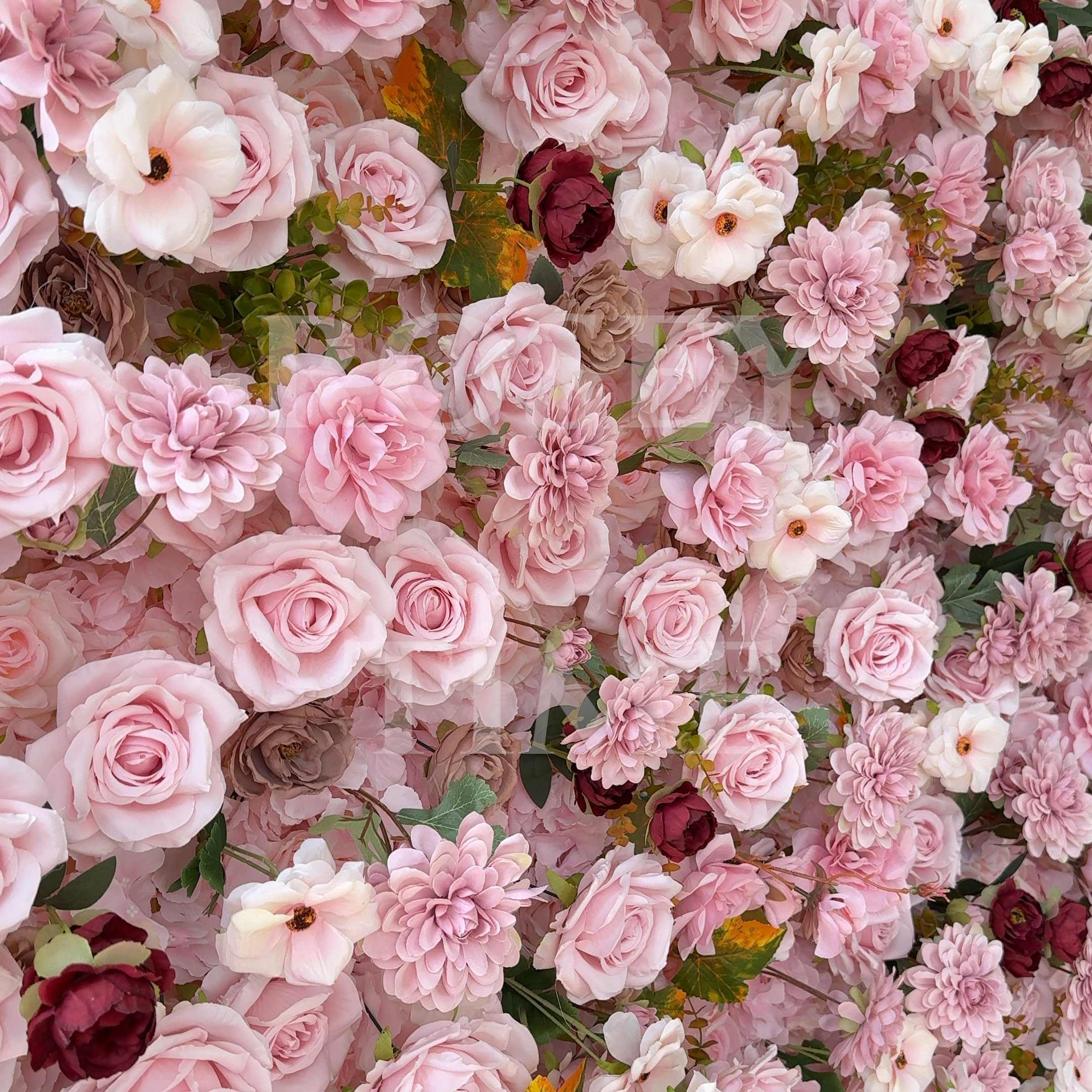 Roseytime 5D Dusty Rose Flower Wall Roll Up Fabric Back #RTW388