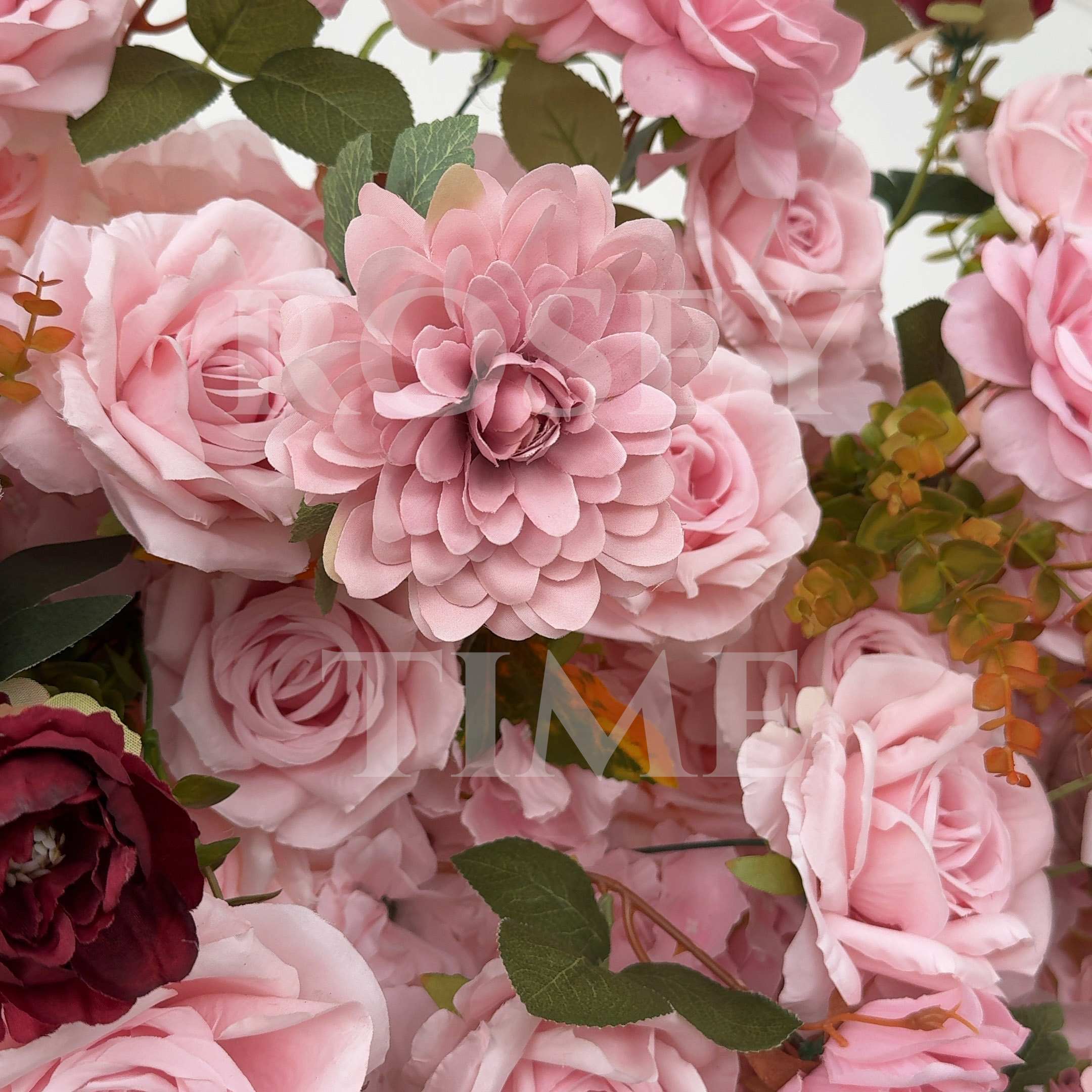 Roseytime Dusty Rose Square Flower Arch Fabric Back#RTA419