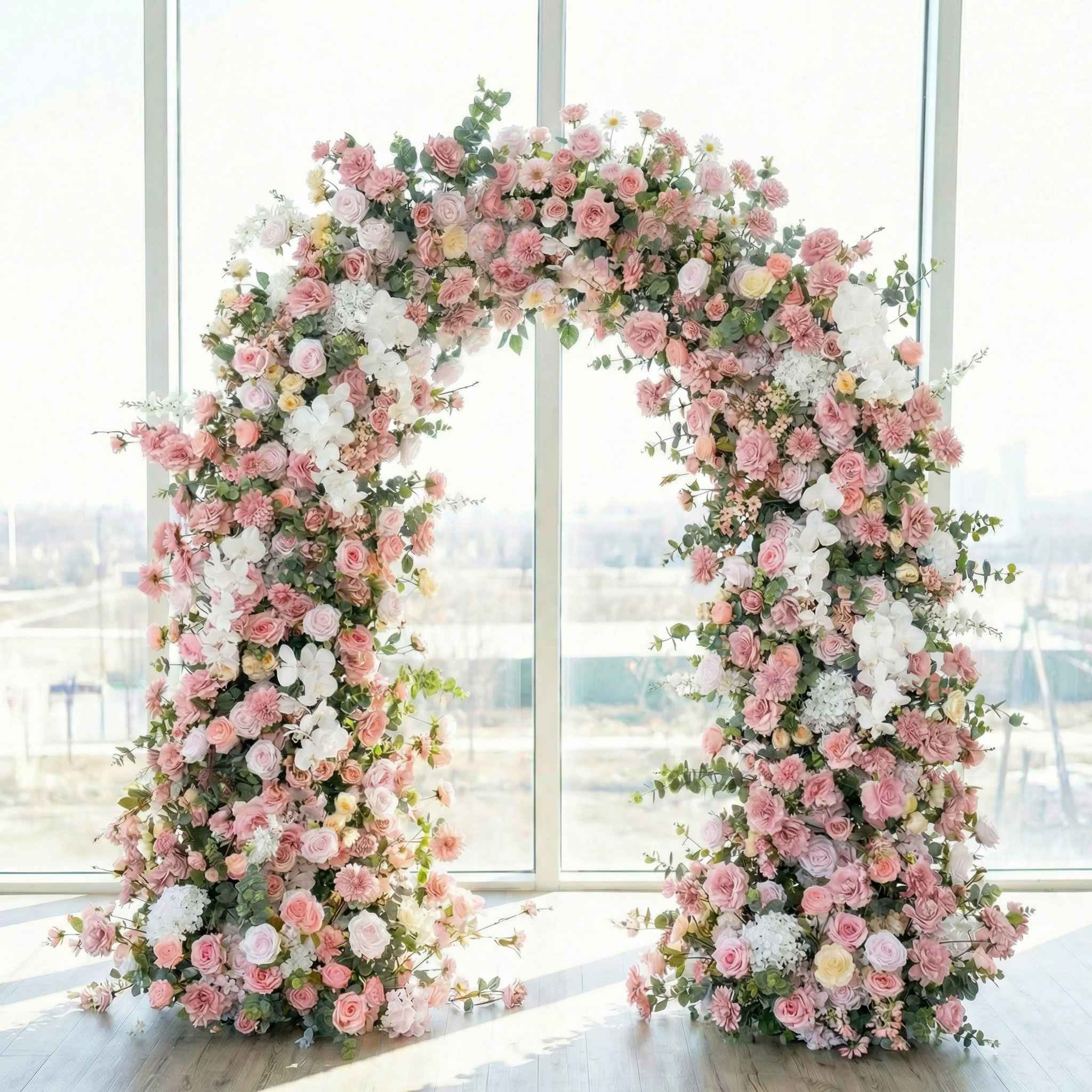 RoseyTime Dusty Rose Flower Arch n-shape Round Arch #RTA414