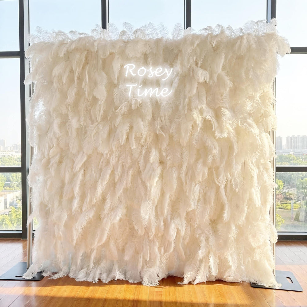 Roseytime White Feather Wall Backdrop Cloth Back for Wedding Party ...