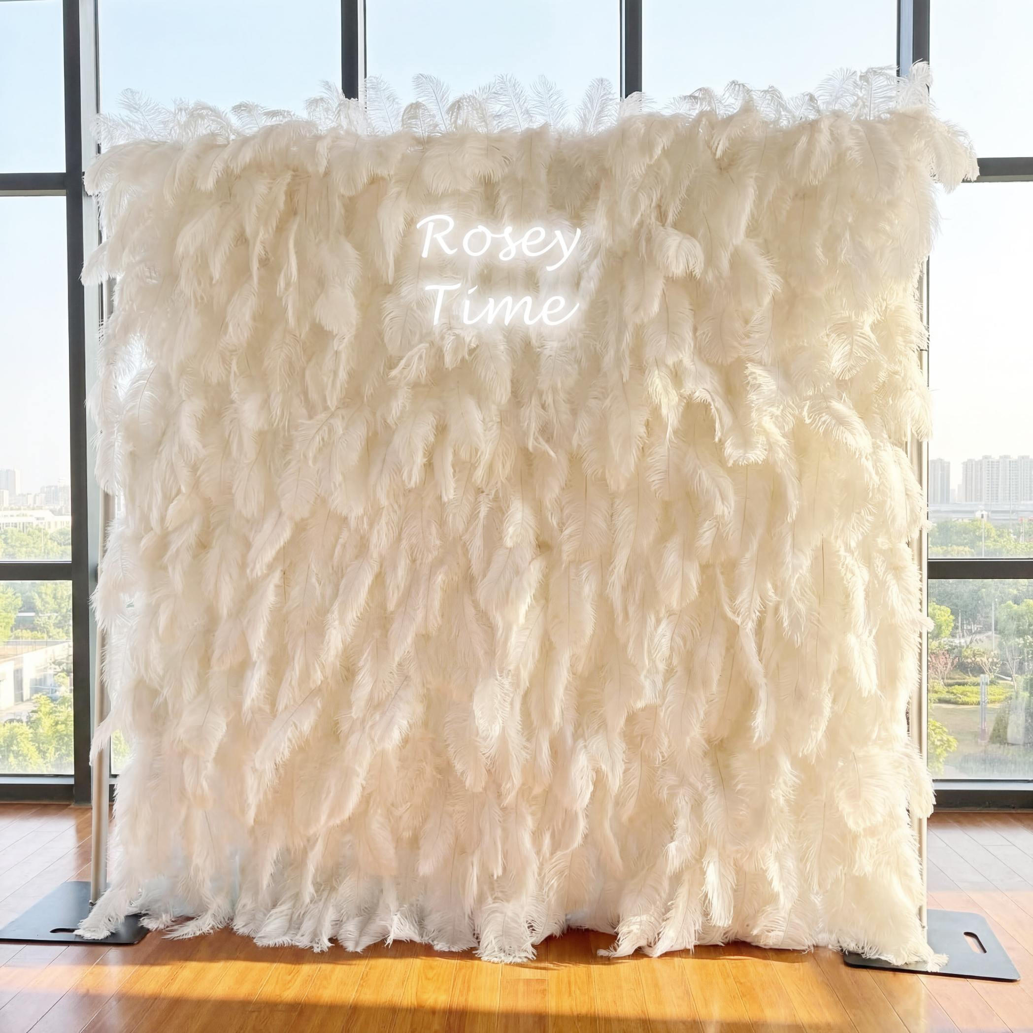 Roseytime 5D White Feather Wall Roll Up Fabric Back #RTW039