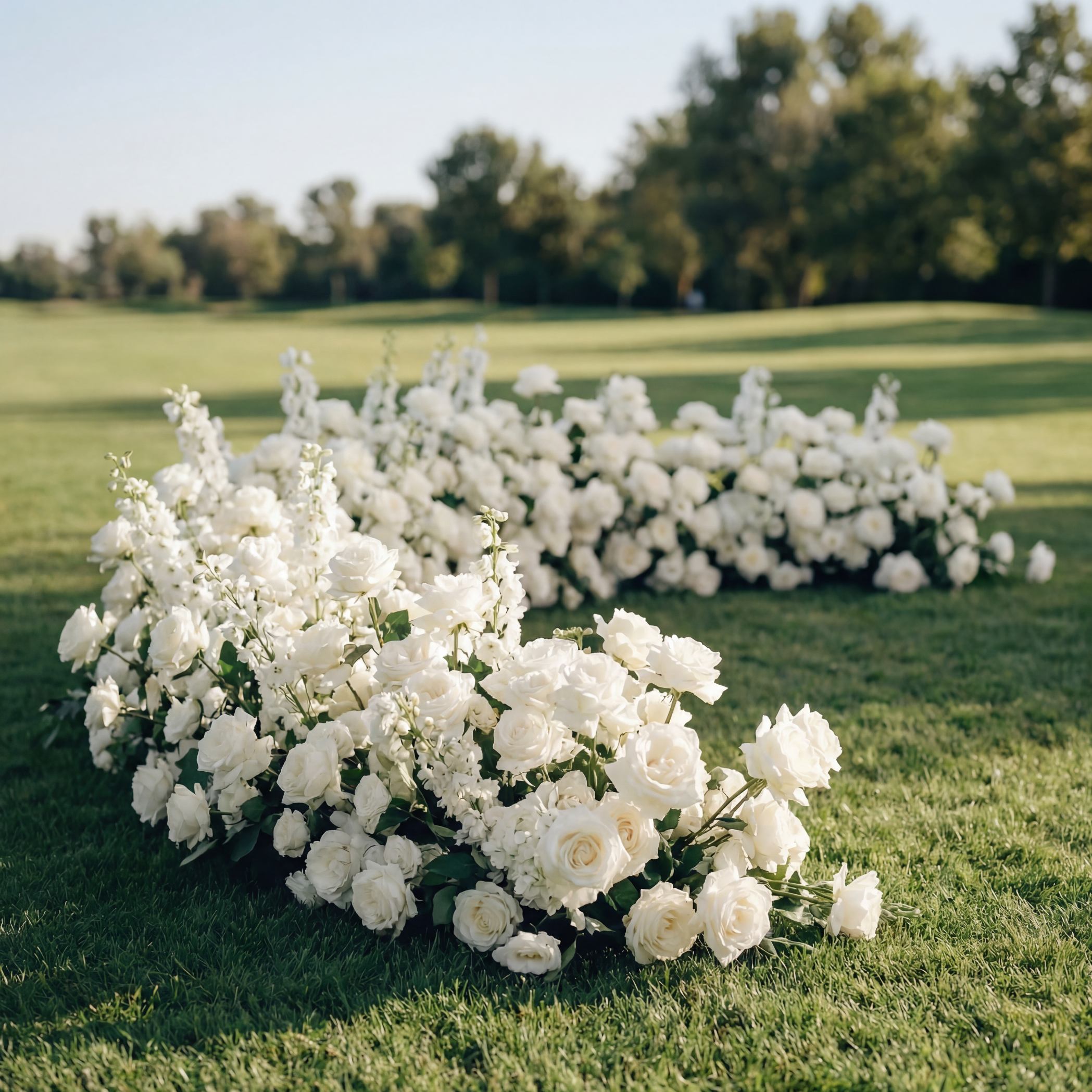 Roseytime White Roses S-Curve Flower Arch Arrangement #RTA465