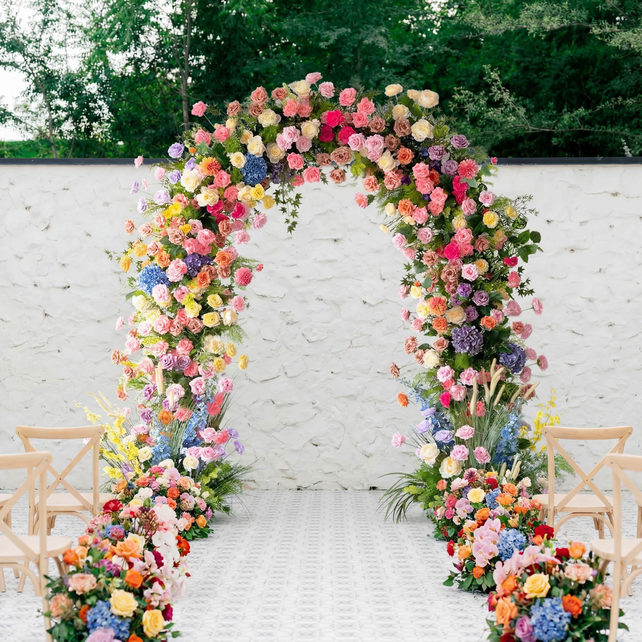 RoseyTime Spring Colorful Flower Arch With Frame#RTA074