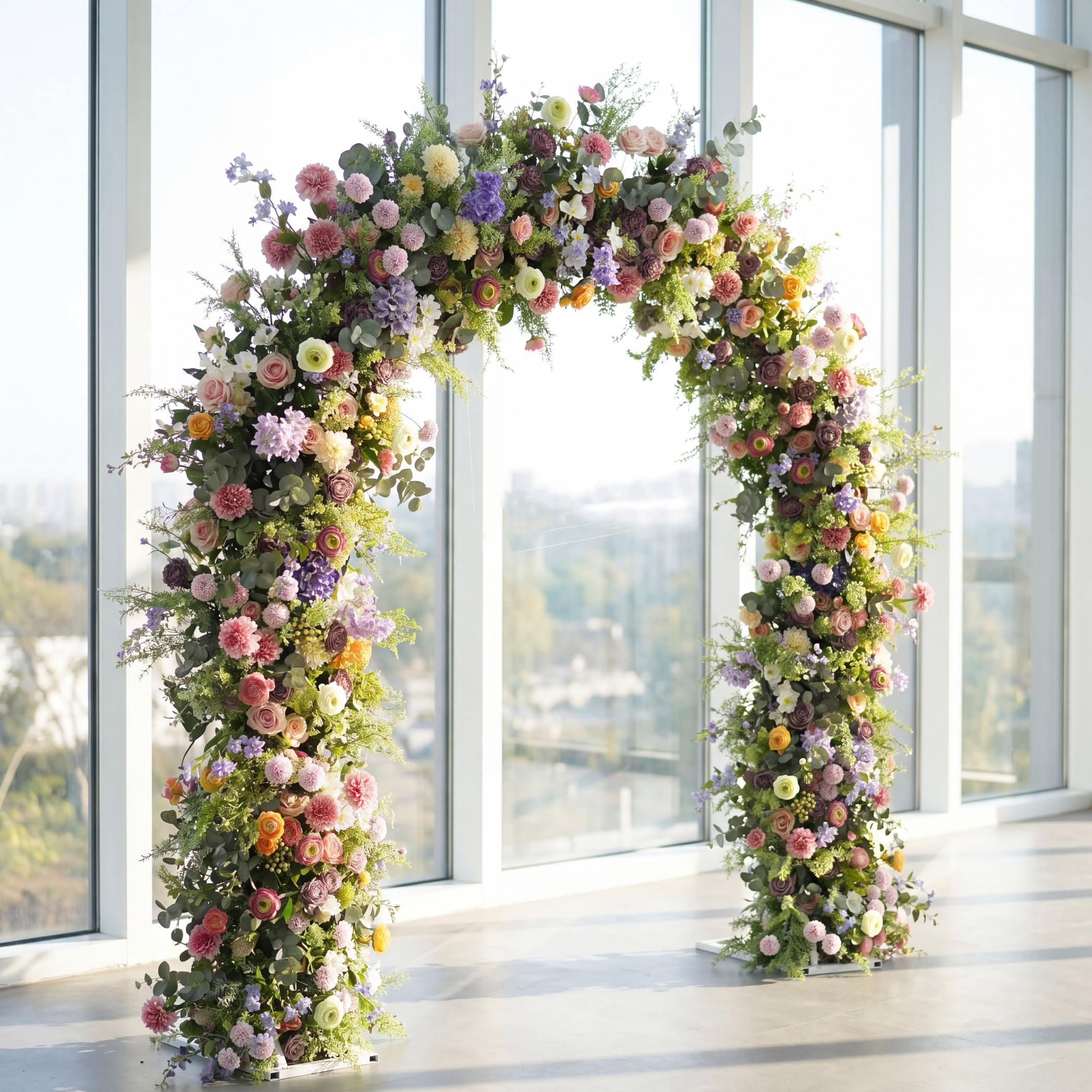 RoseyTime Colorful Purple Flower Arch n-shape Round Arch #RTA111