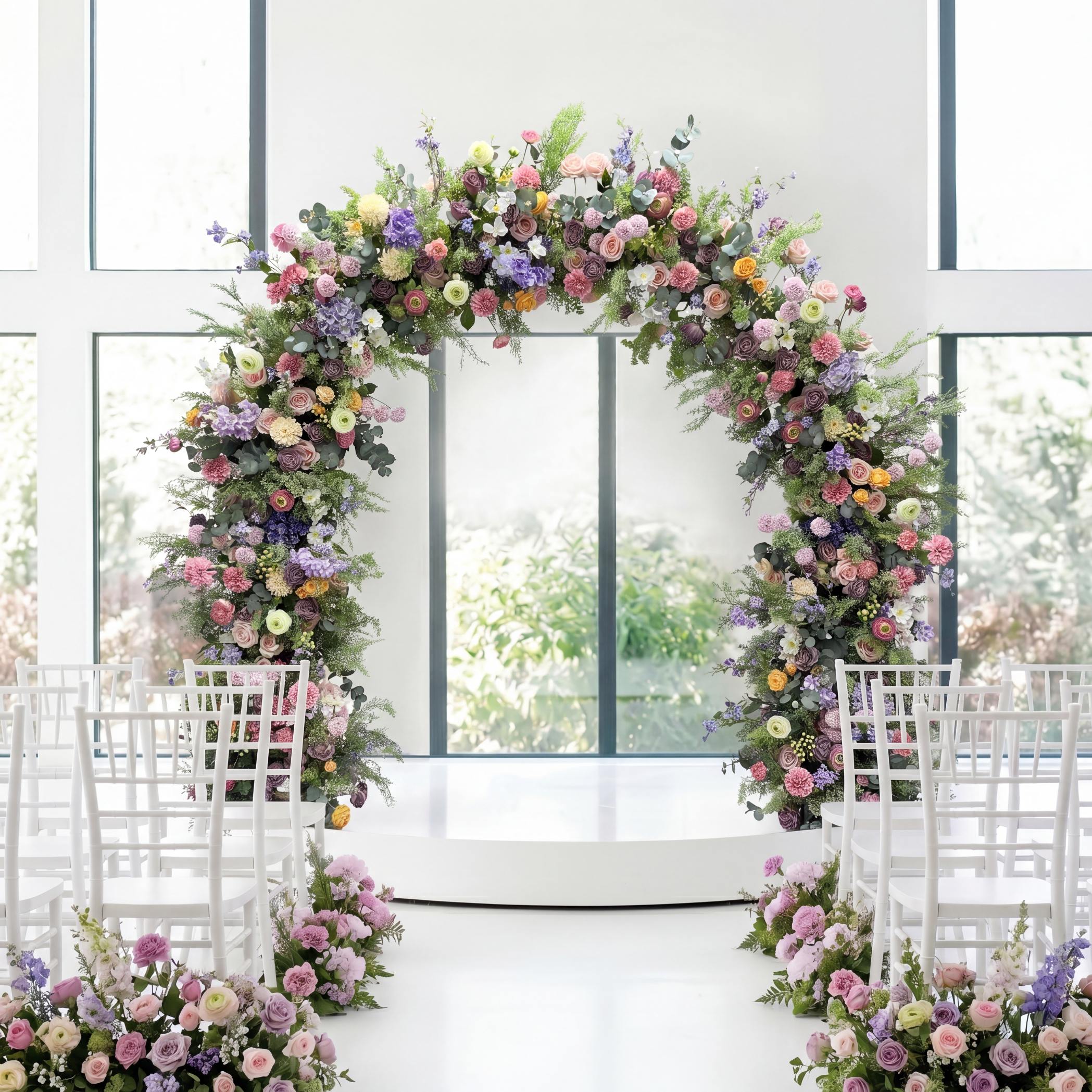 RoseyTime Colorful Purple Flower Arch n-shape Round Arch #RTA111