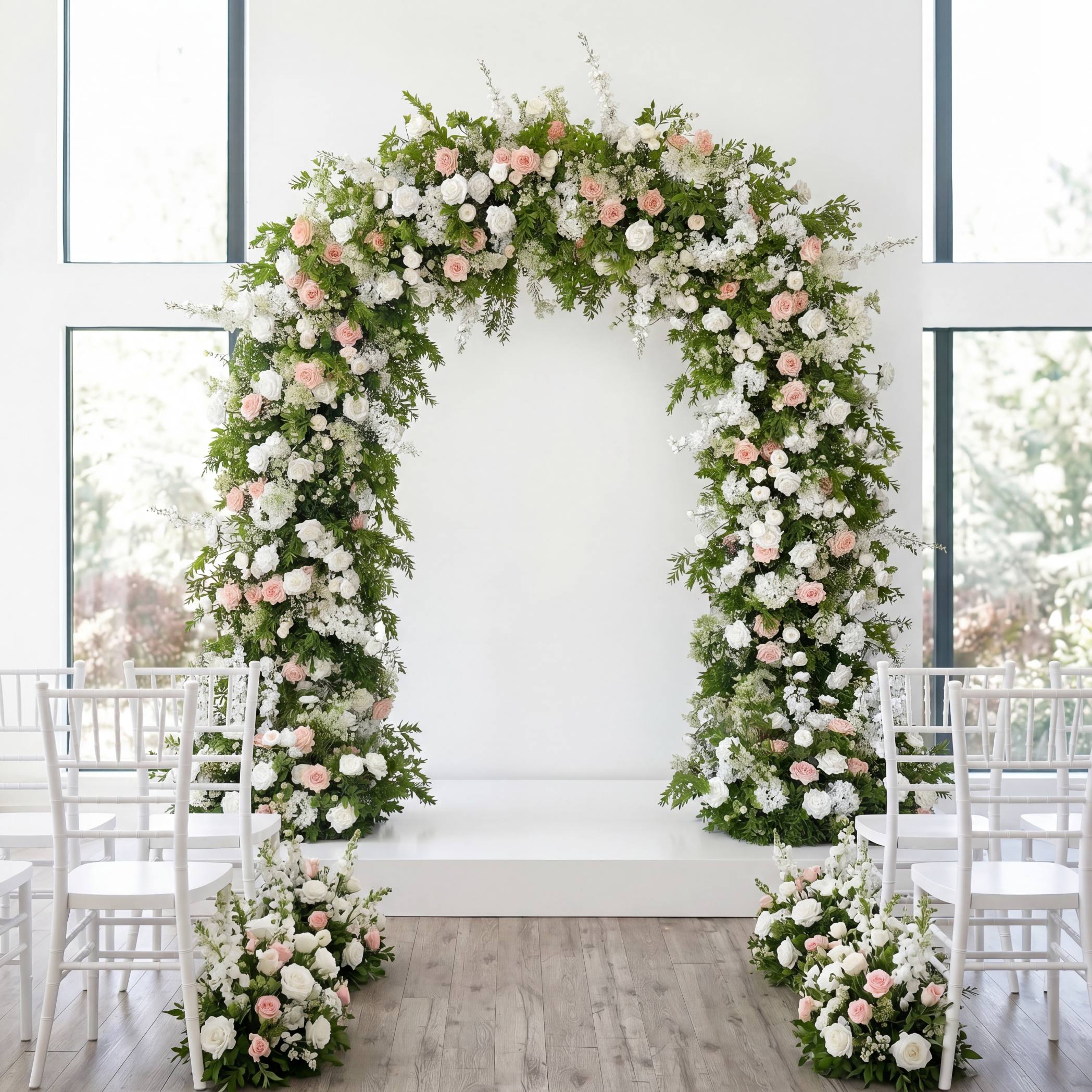 RoseyTime Blushing Pink Flower Arch n-shape Round Arch #RTA379