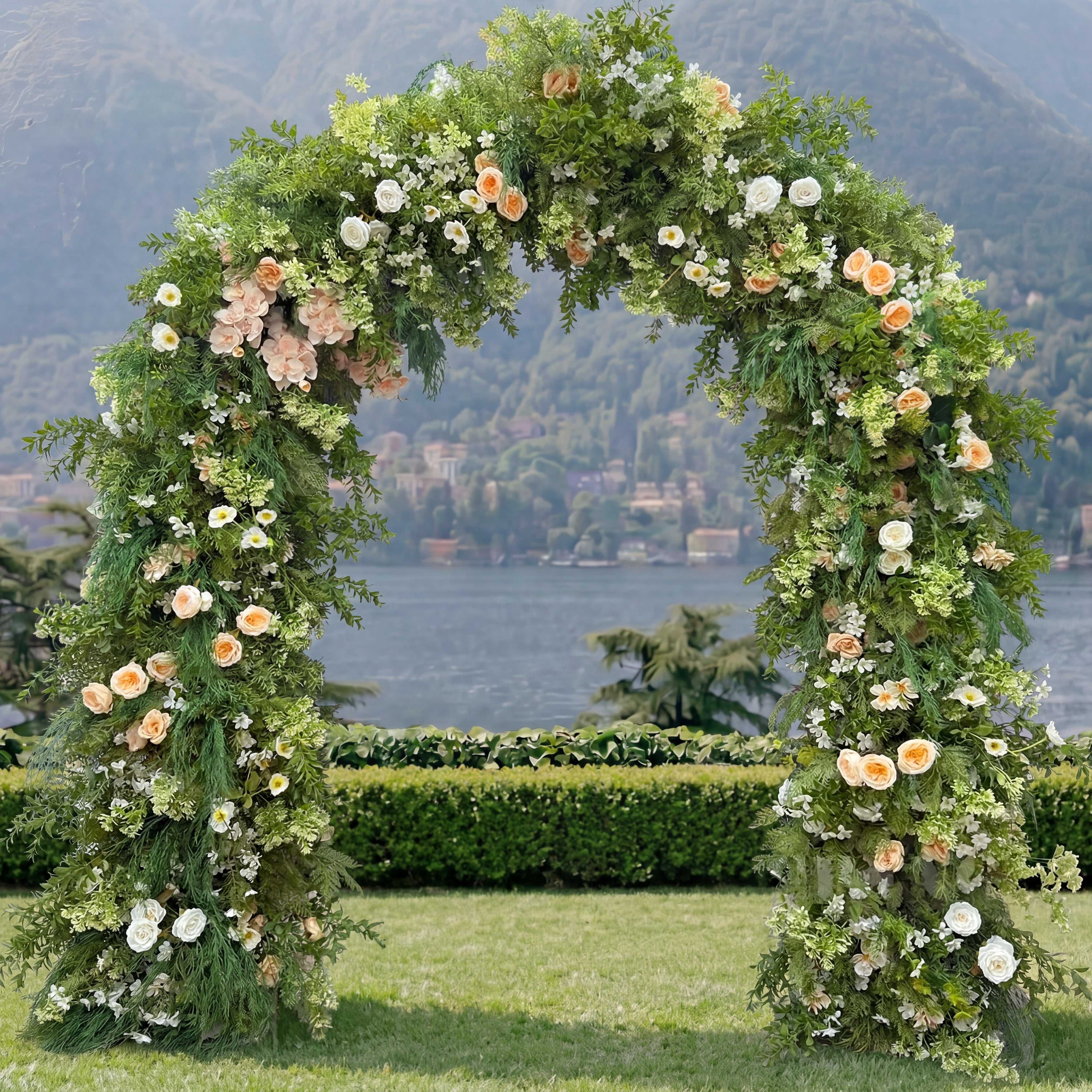 RoseyTime Orange Greenery Flower Arch n-shape Round Arch #RTA406