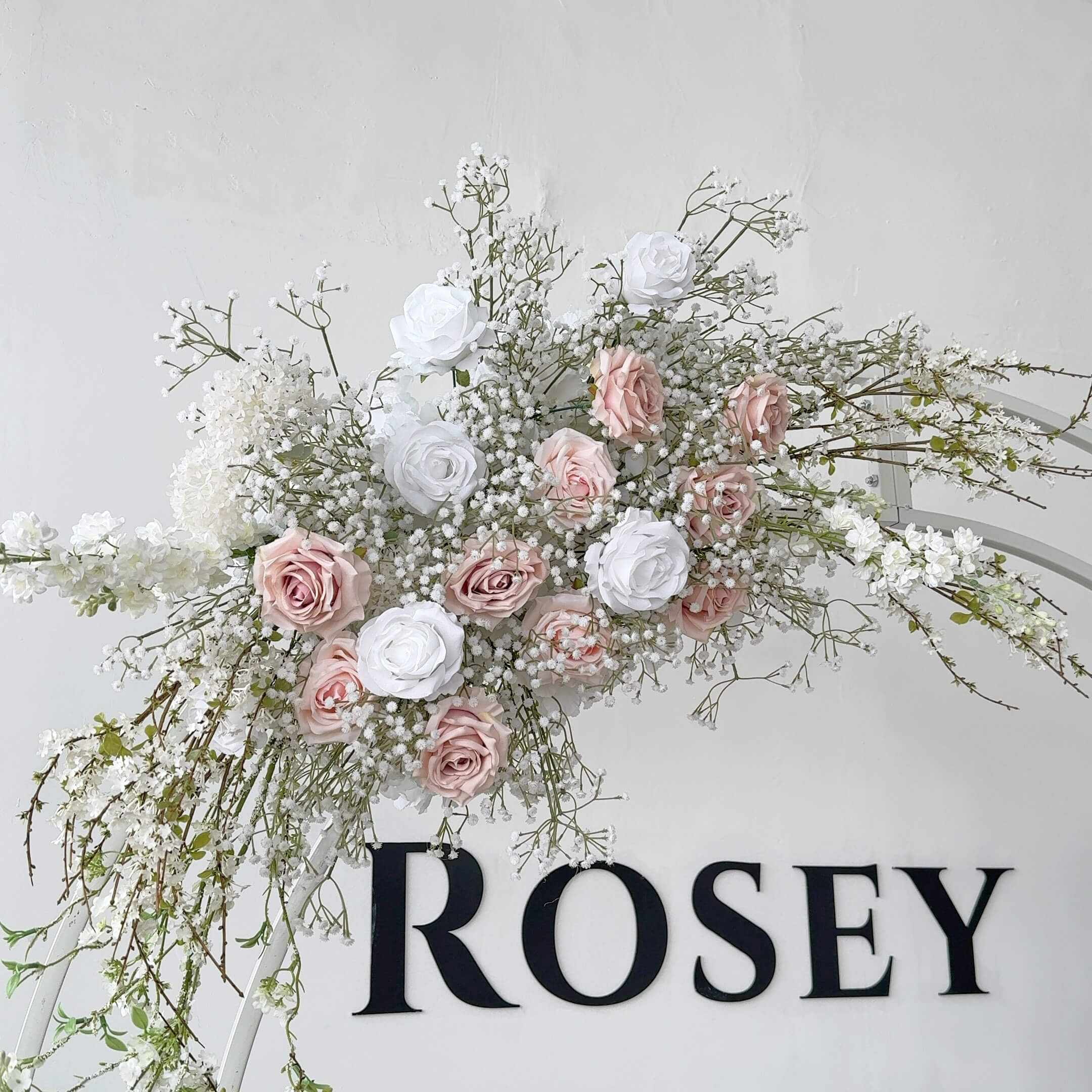 Roseytime Baby‘s Breath Pink Flower Arch Set Flower Arrangement Set #RTA031