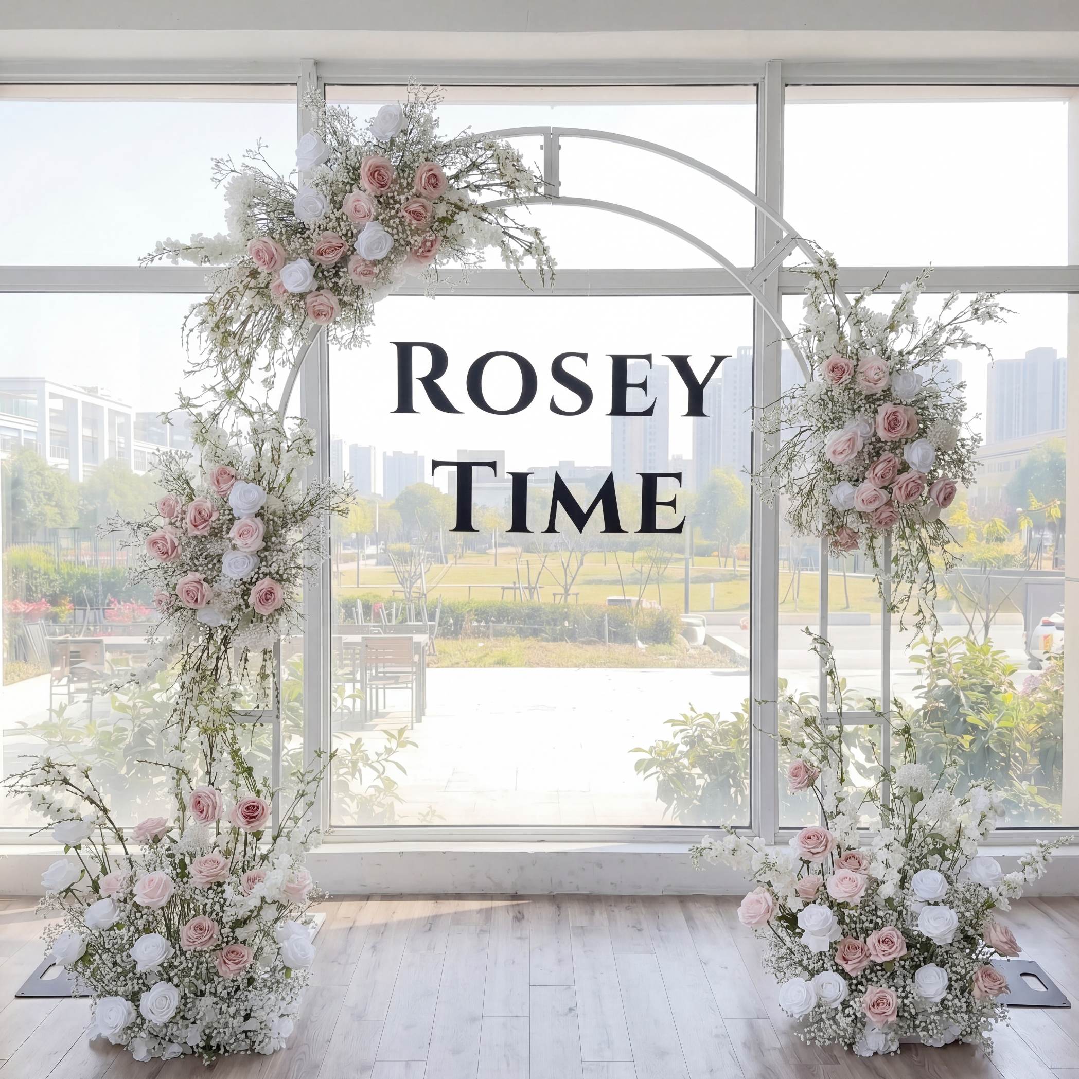 Roseytime Baby‘s Breath Pink Flower Arch Set Flower Arrangement Set #RTA031