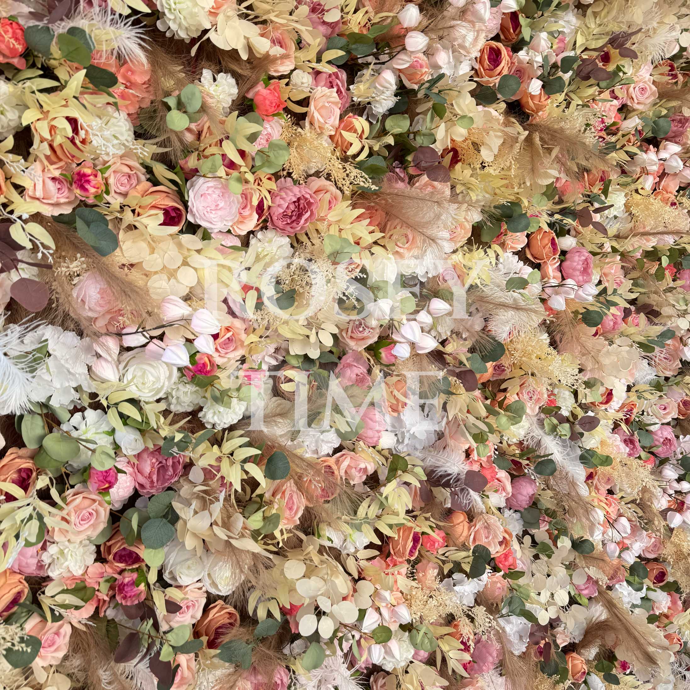 Roseytime 5D Dusty Rose&Tan Flower Wall Roll Up Fabric Back #RTW218