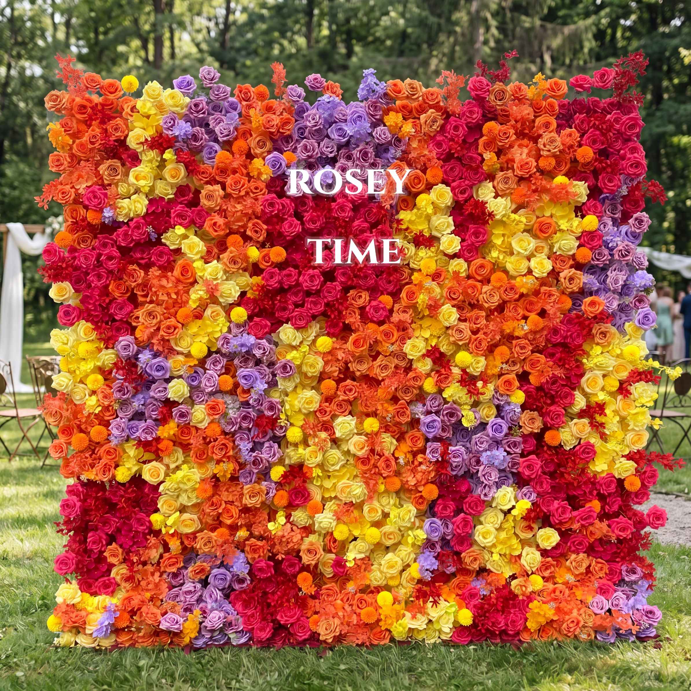 Roseytime 5D Mixed Color Flower Wall Roll Up Fabric Back #RTW135