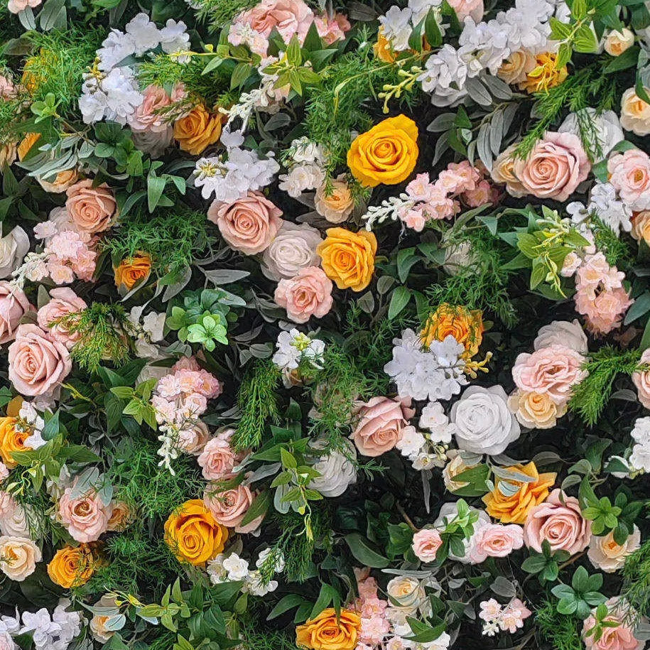 Roseytime 5D Greenery Pink Flower Wall Roll Up Fabric Back #RTW359
