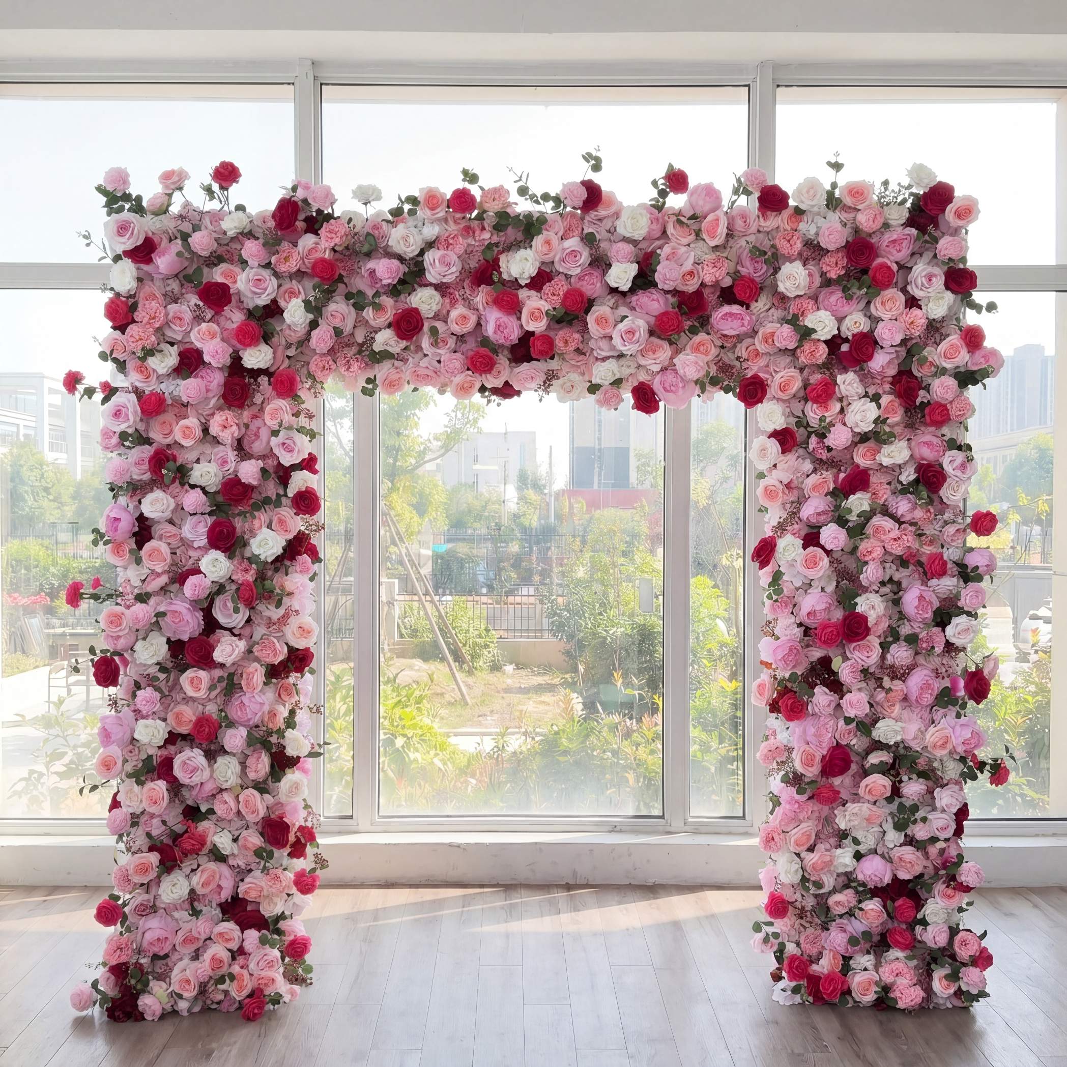 Roseytime Pink Square Flower Arch Fabric Back#RTA040