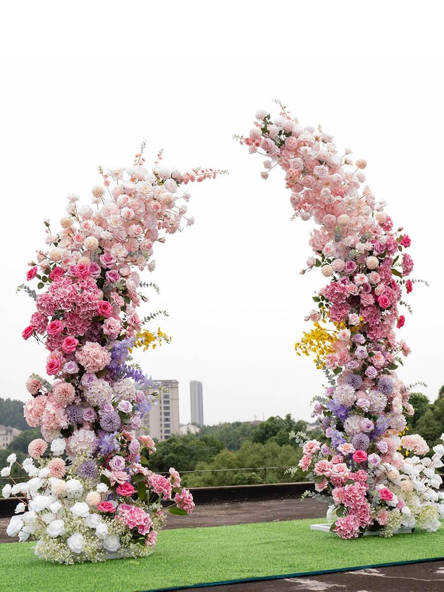 Roseytime Rainbow Flower Pillars Arch with Frame #RTP047