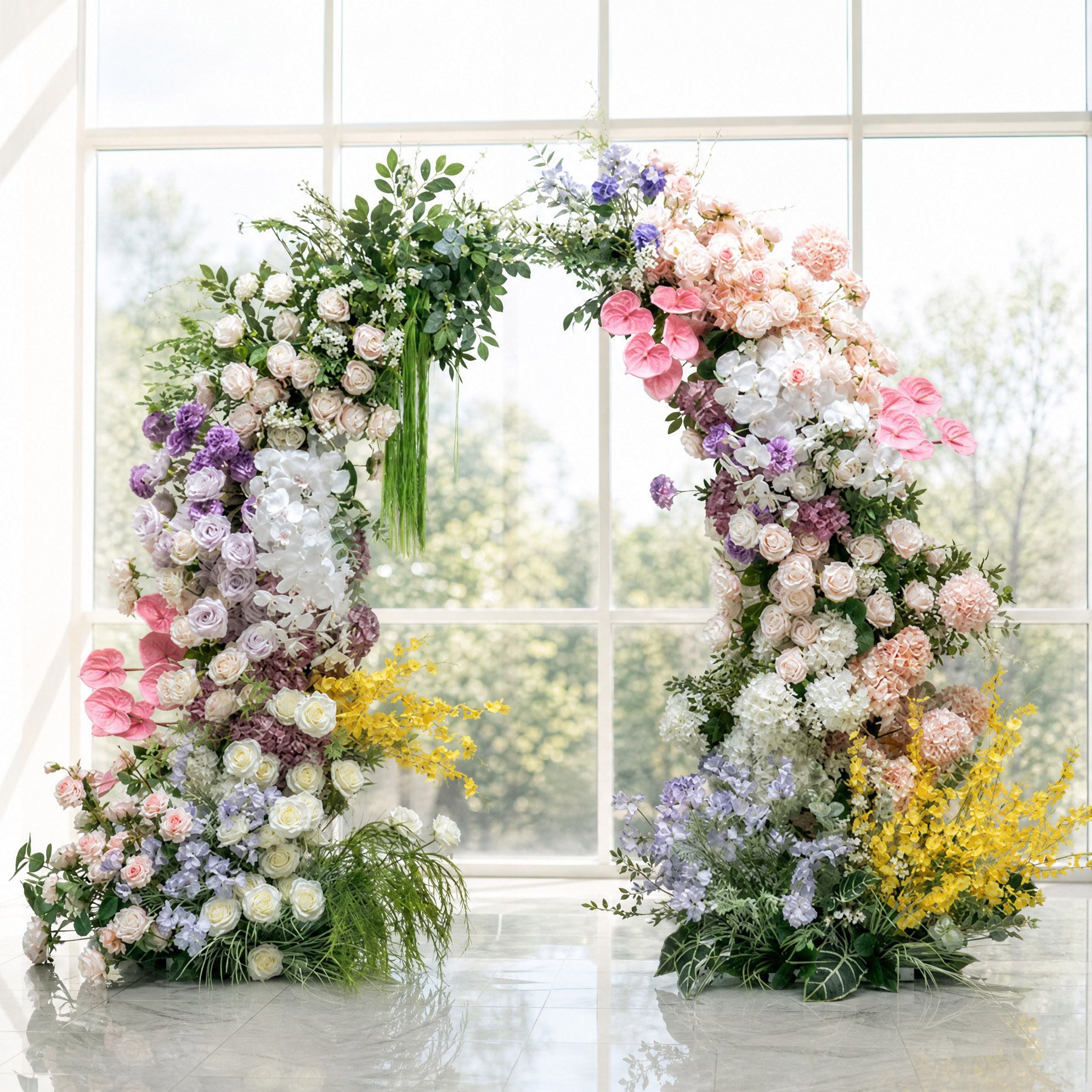 Roseytime Wedding Spring Flower Pillars Arch with Frame #RTP053