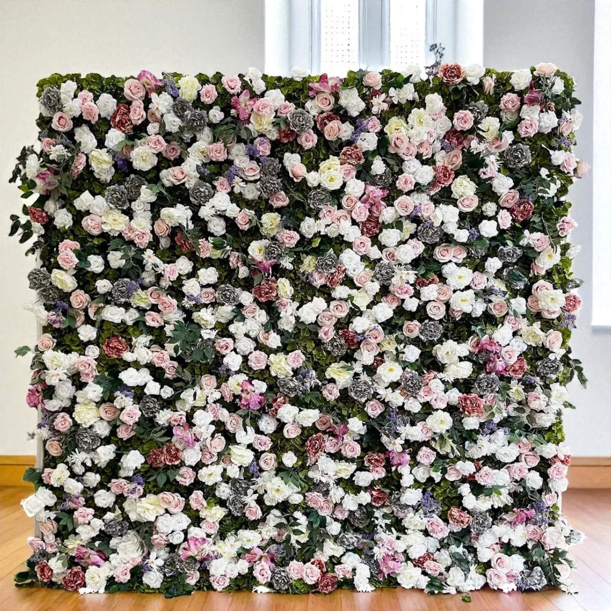 Roseytime 5D Blush & Sage Garden Flower Wall Roll Up Fabric Back #RTW360