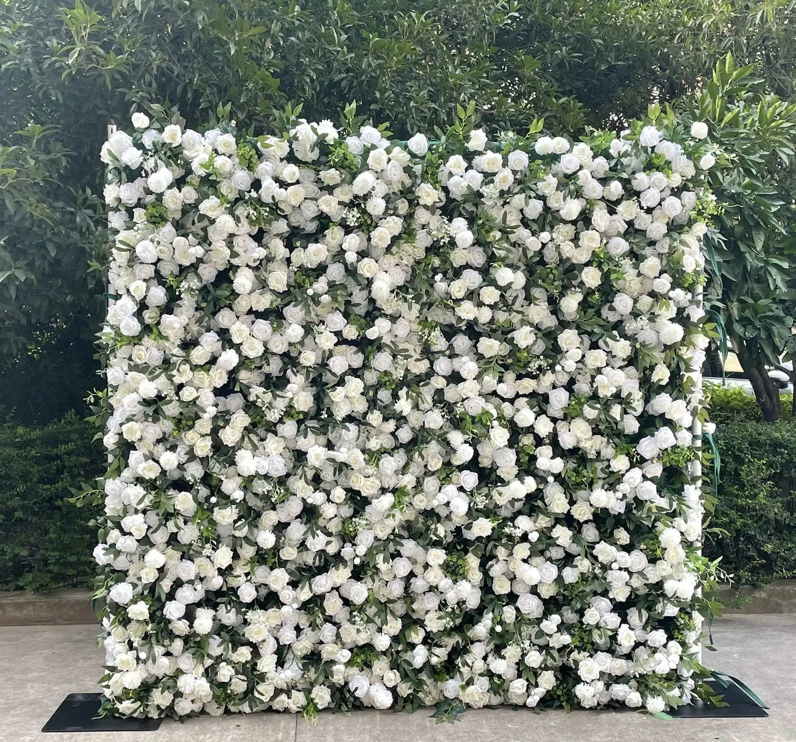 Roseytime 5D White&Green Flower Wall Roll Up  Fabric Back#RTW253