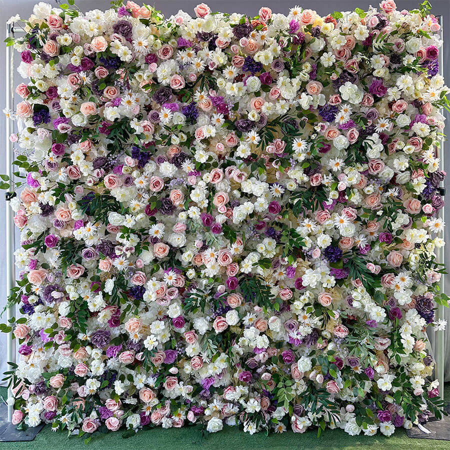 Roseytime 5D Artificial Flower Wall Roll Up Fabric Back #RTW276