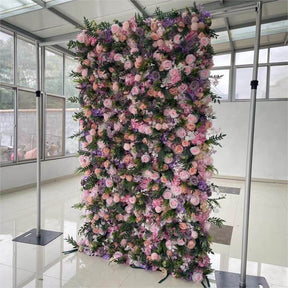 Roseytime 5D Pink&Purple Flower Wall Roll Up Fabric Back #RTW248