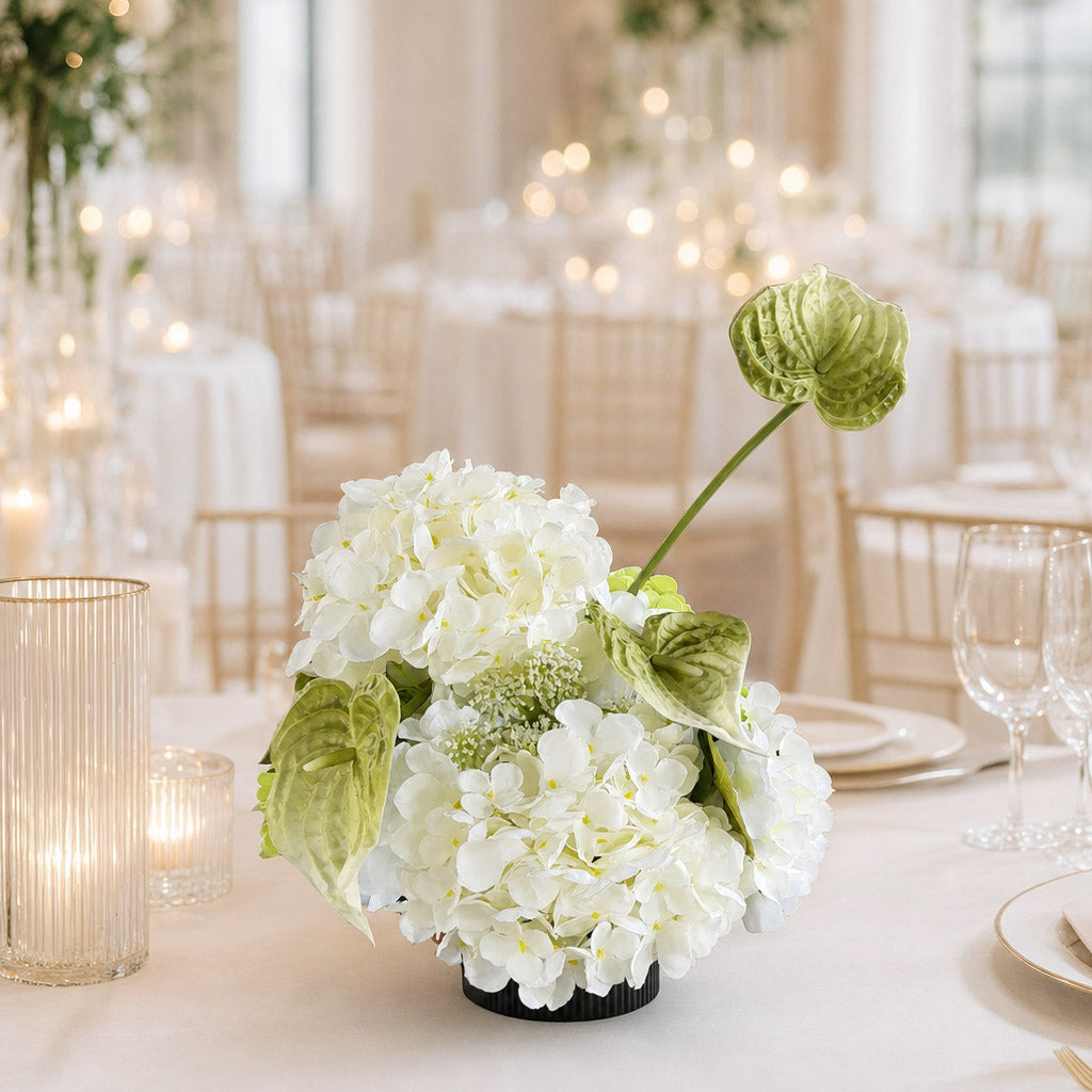 Roseytime White&Green Small Table Flower Arrangement #RTT009