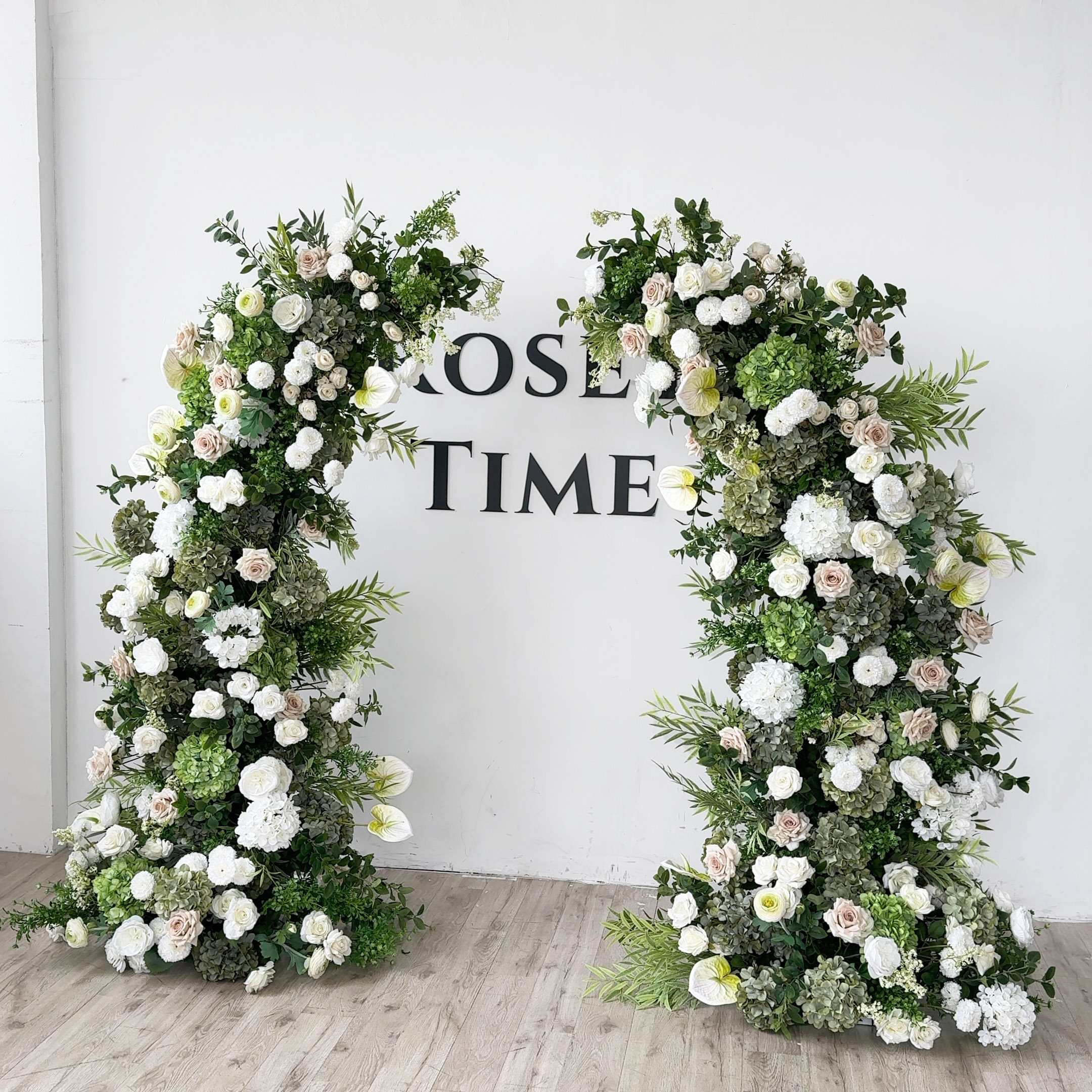Roseytime White&Green Flower Pillars Arch with Frame #RTP085